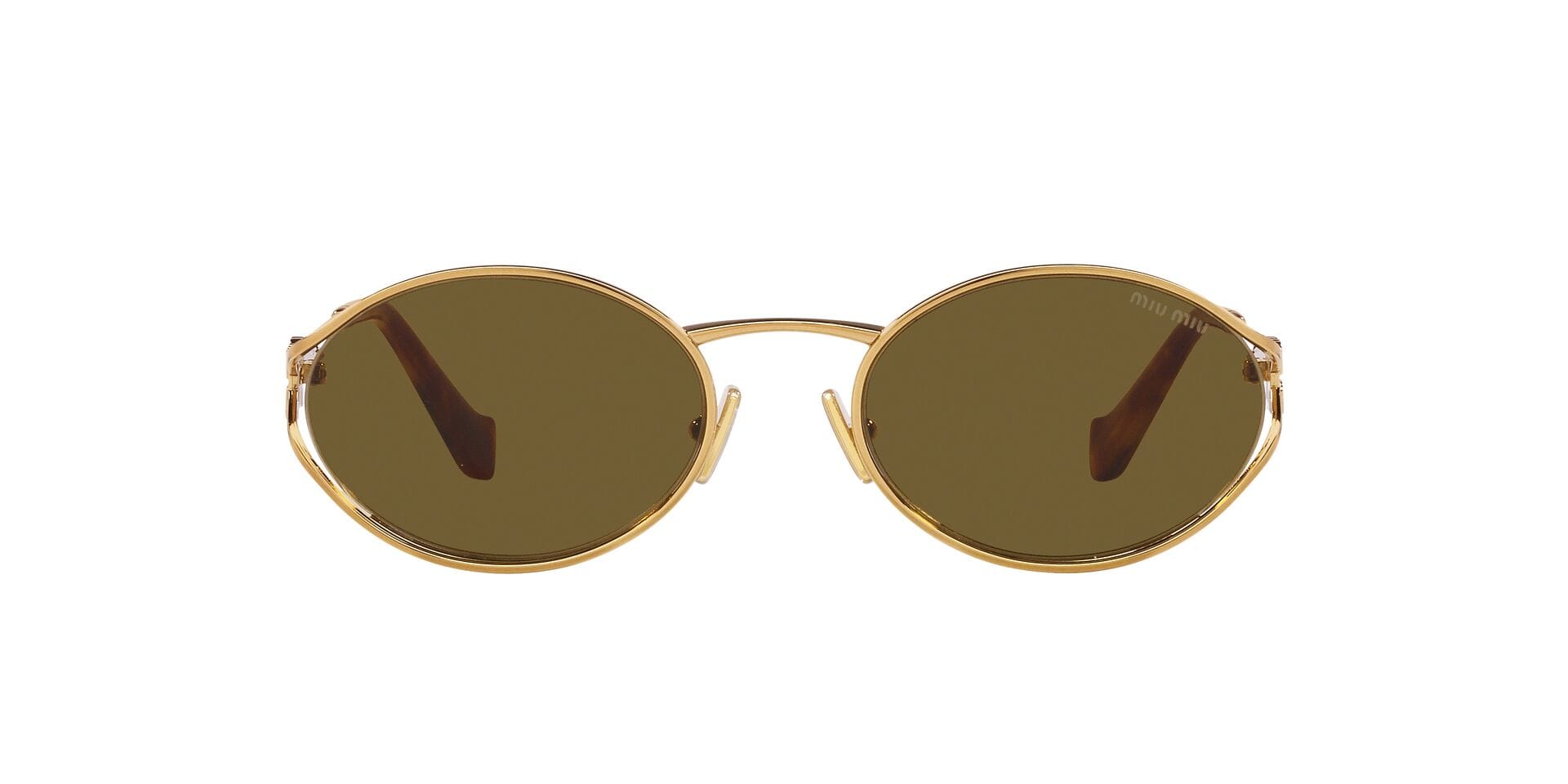 Miu Miu 0MU52YS Sunglass Gold Female Full Metal Sunglass — Gold frame — view 1