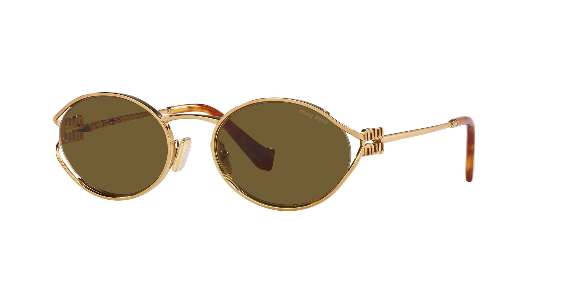 Miu Miu 0MU52YS Sunglass Gold Female Full Metal Sunglass — Gold frame — view 6