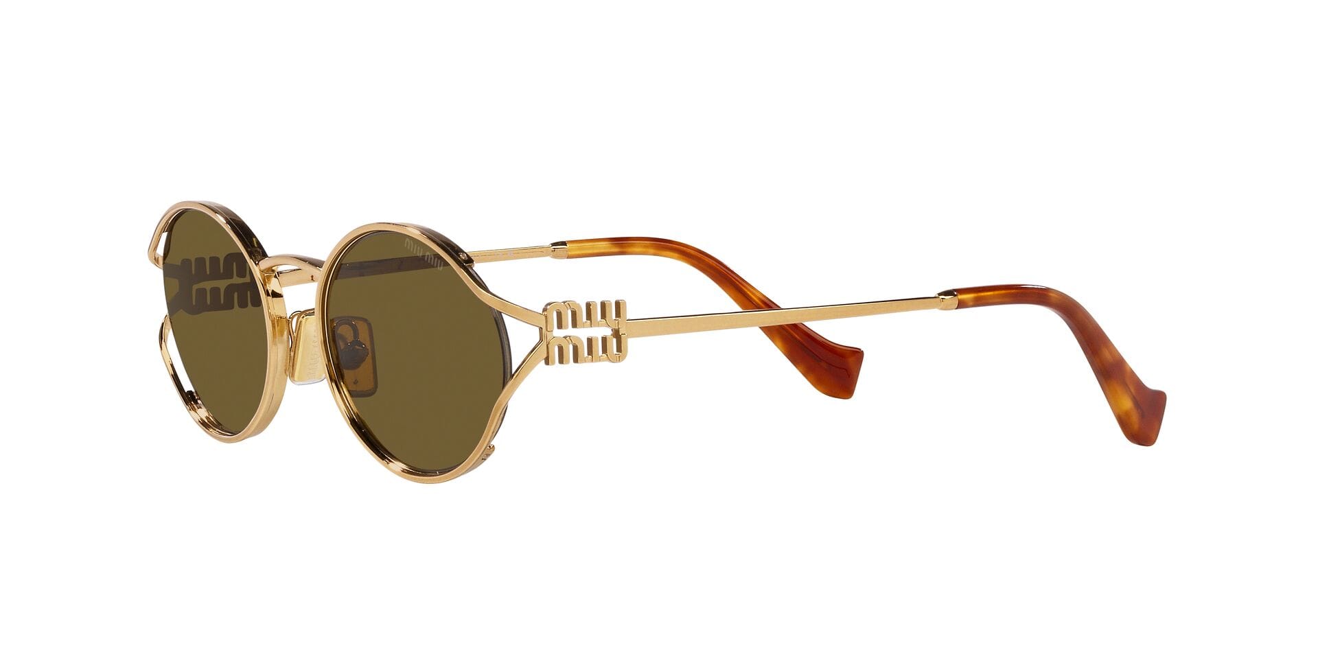 Miu Miu 0MU52YS Sunglass Gold Female Full Metal Sunglass — Gold frame — view 7