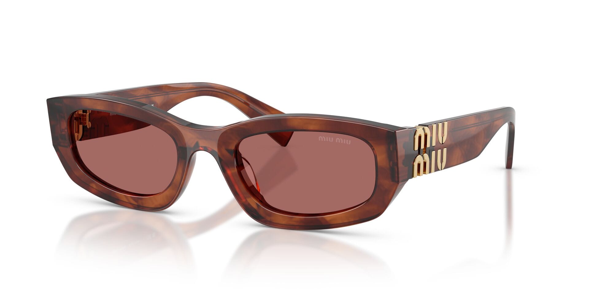 Miu Miu 0MUB04S Sunglass Brown Female Full Shell Sunglass — Brown frame — view 6