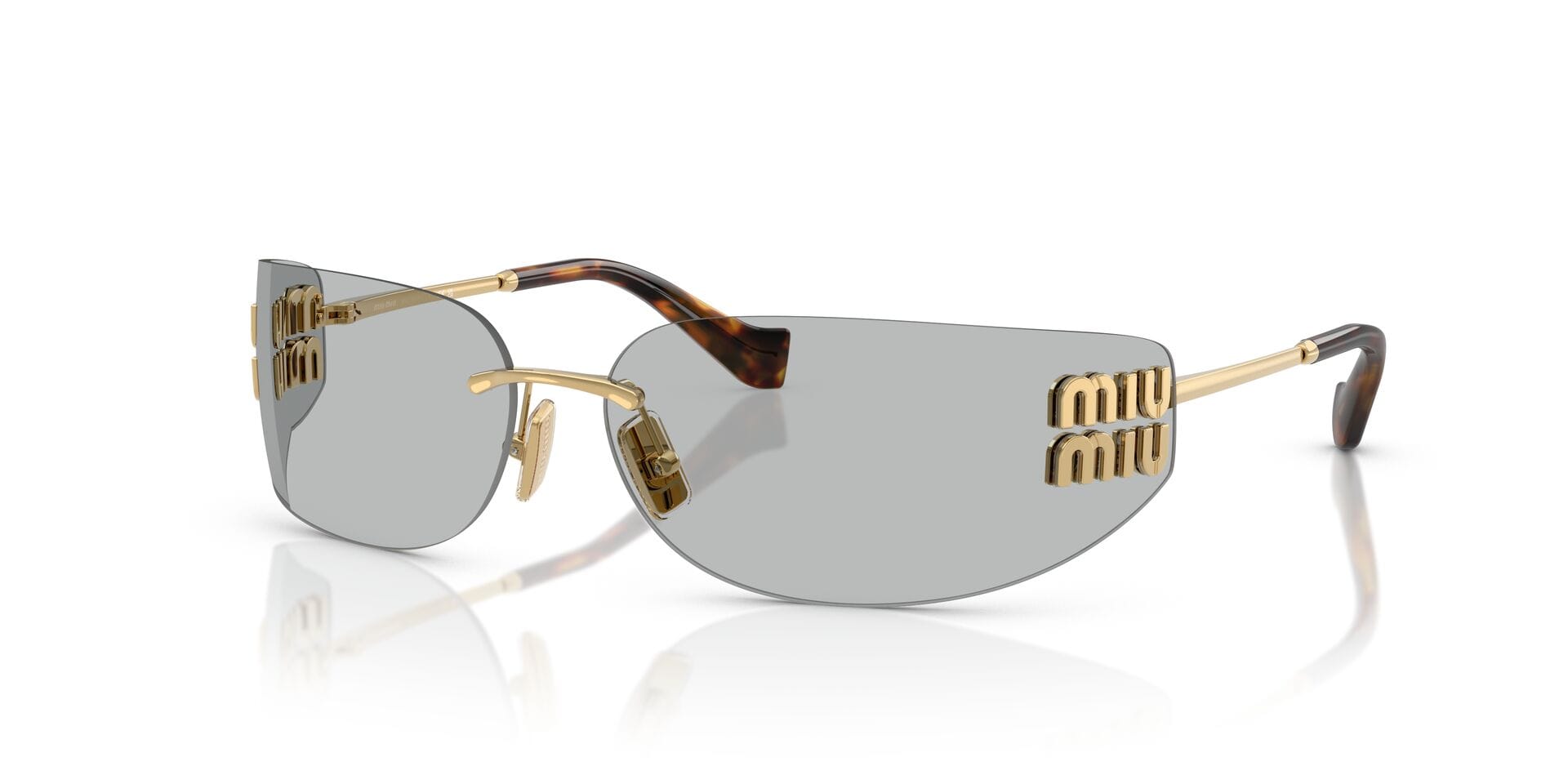 Miu Miu SMU A51 5AK-50K 1N 0MU A51S Sunglass Gold Female RimLess Met Sunglass — view 1