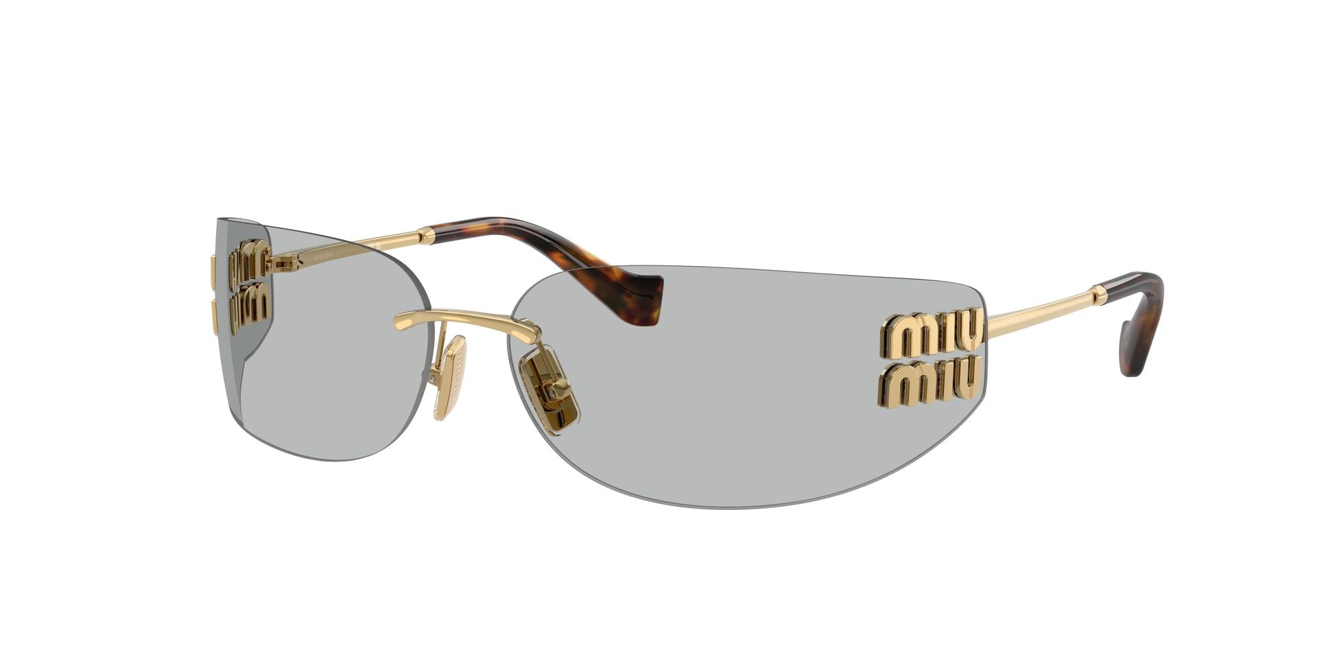 Miu Miu SMU A51 5AK-50K 1N 0MU A51S Sunglass Gold Female RimLess Met Sunglass — view 3