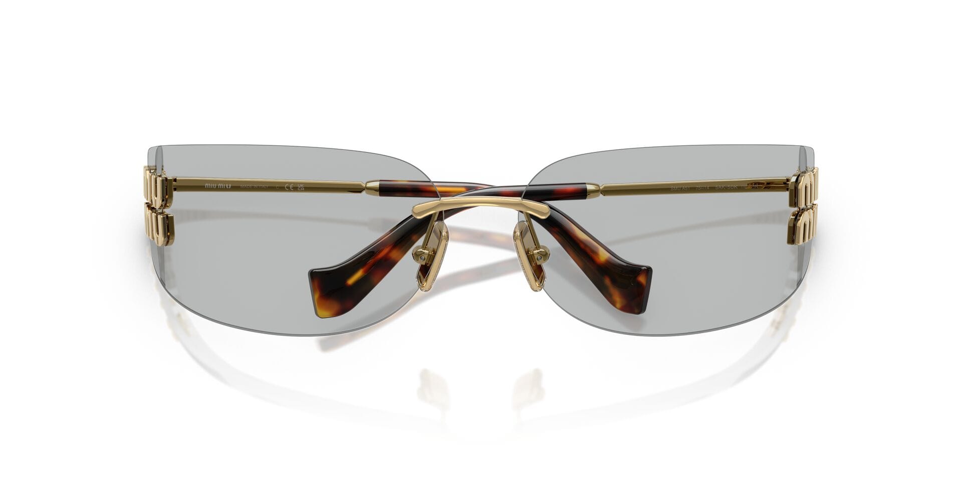 Miu Miu SMU A51 5AK-50K 1N 0MU A51S Sunglass Gold Female RimLess Met Sunglass — view 7