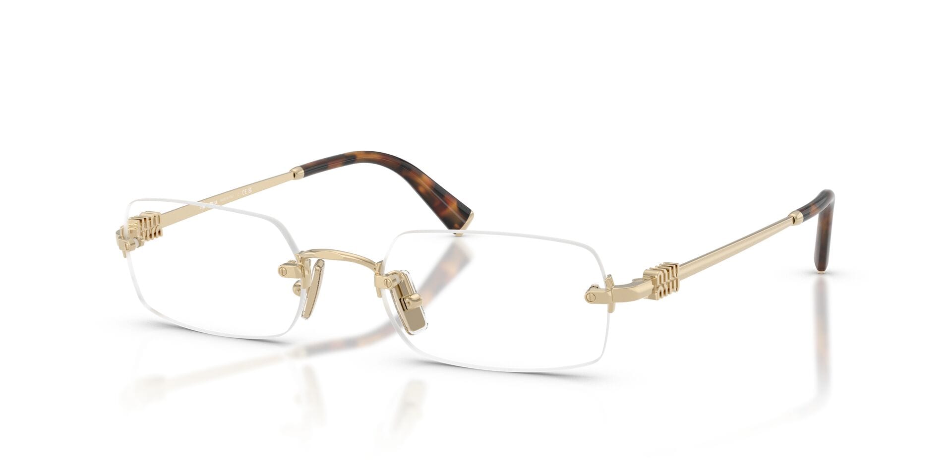 Miu Miu 0MU50YV Frame Gold Female RimLess Metal Frame — Gold frame — view 4