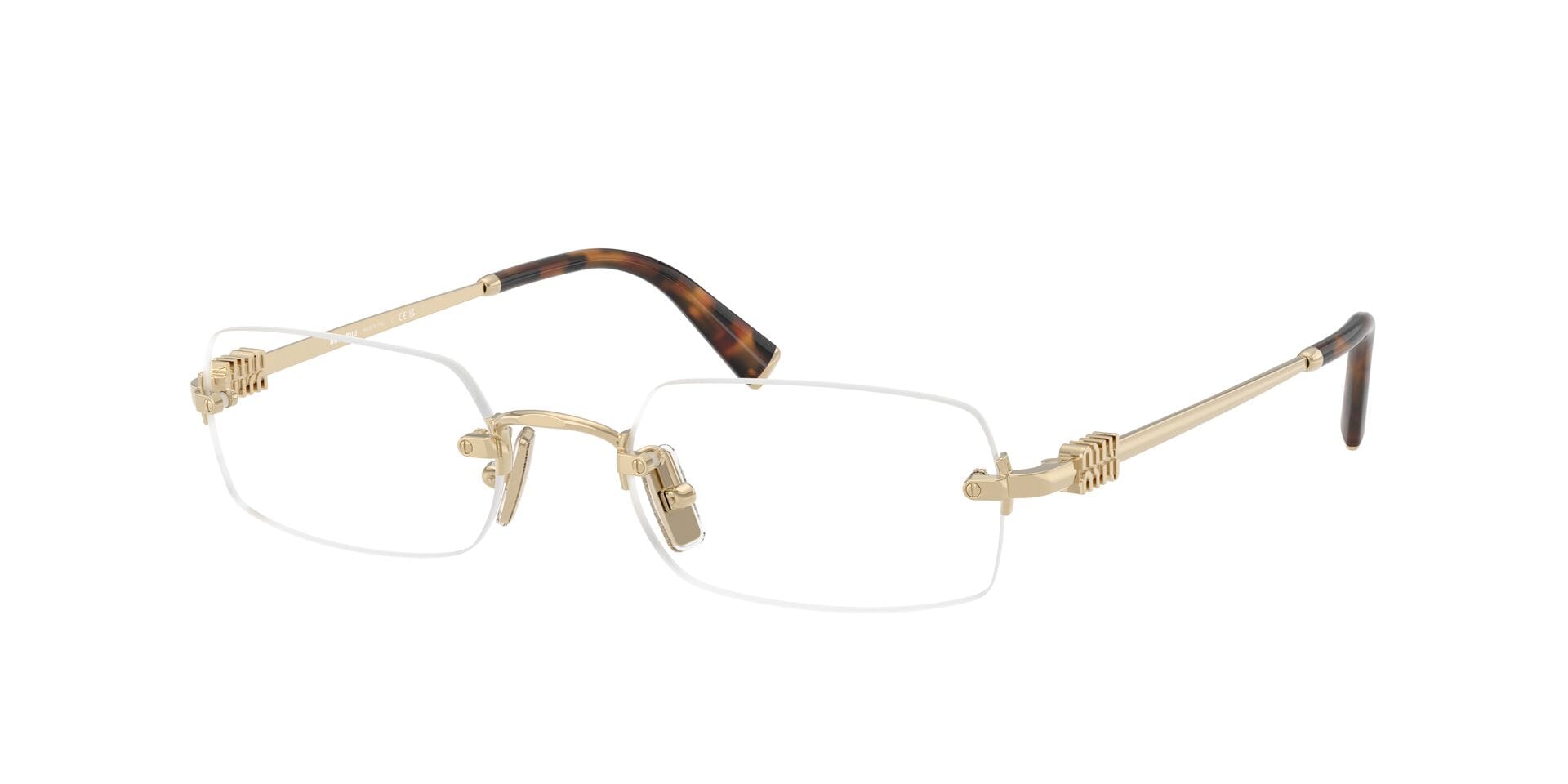 Miu Miu 0MU50YV Frame Gold Female RimLess Metal Frame — Gold frame — view 9