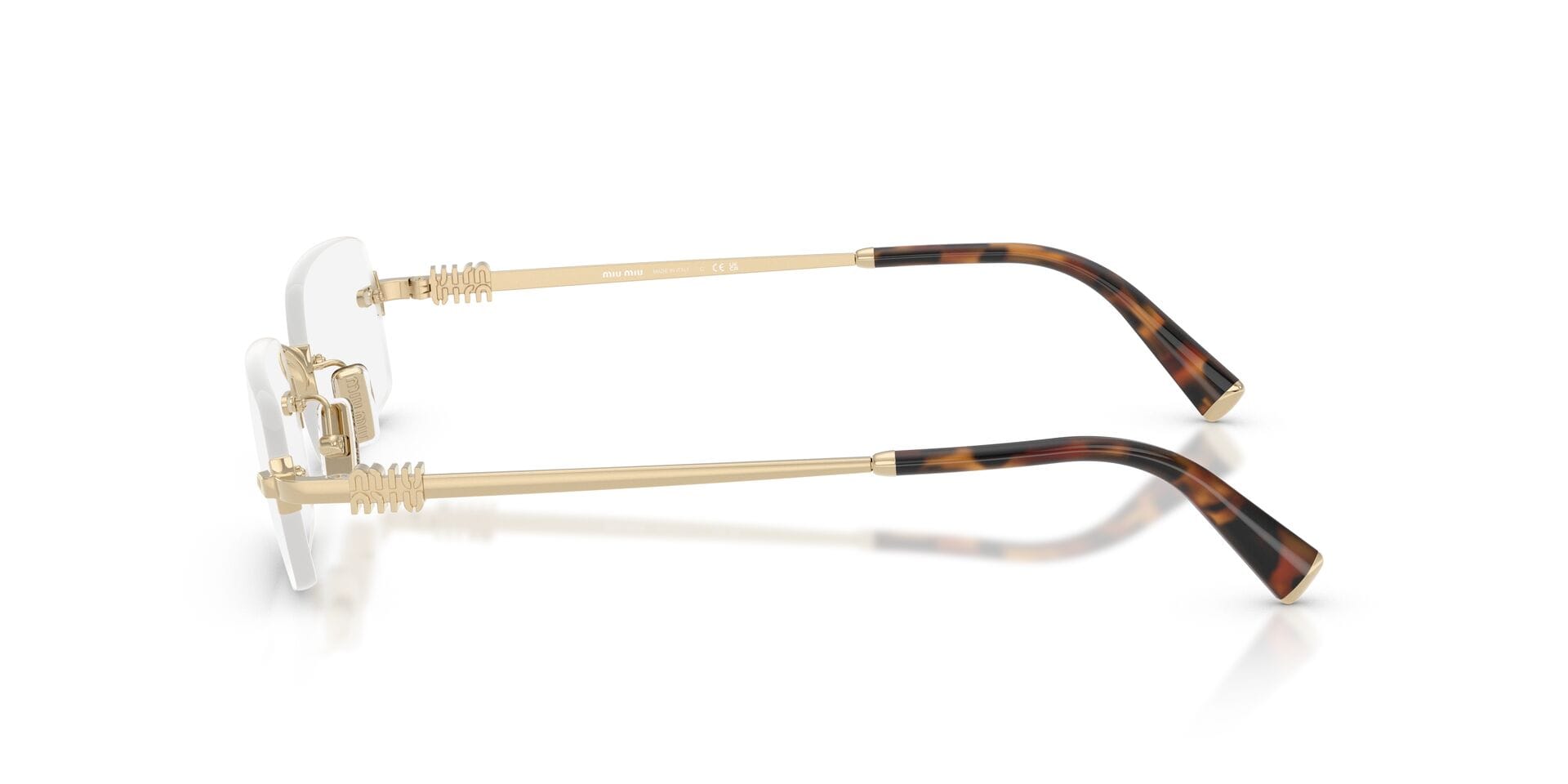Miu Miu 0MU50YV Frame Gold Female RimLess Metal Frame — Gold frame — view 15
