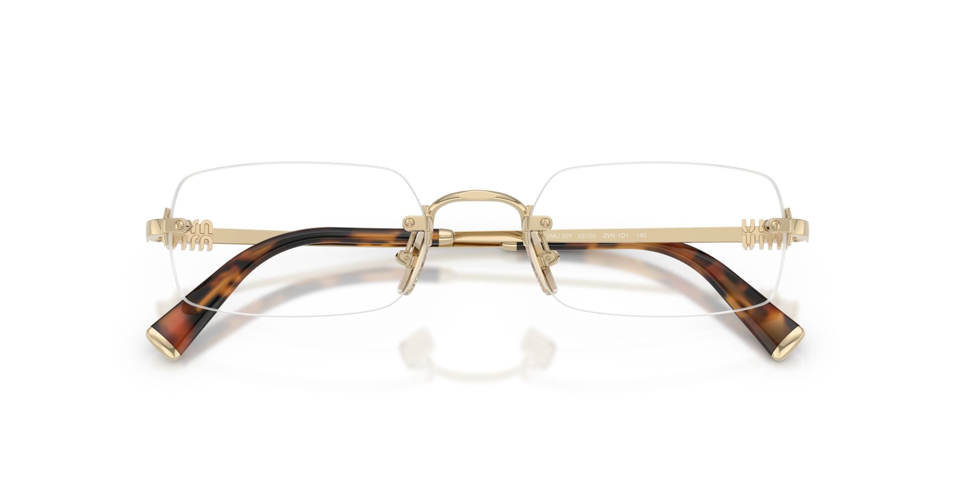 Miu Miu 0MU50YV Frame Gold Female RimLess Metal Frame — Gold frame — view 21