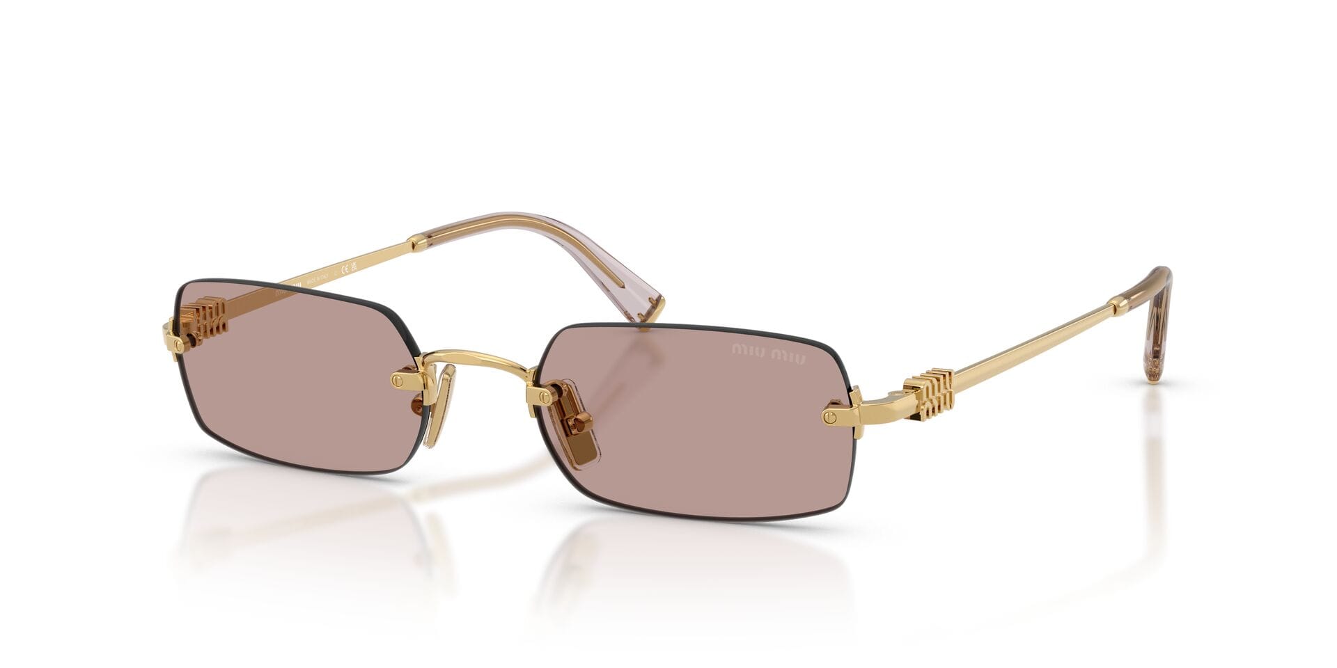 Miu Miu 0MUB50S Sunglass Gold Female RimLess Metal Sunglass — Gold frame — view 1