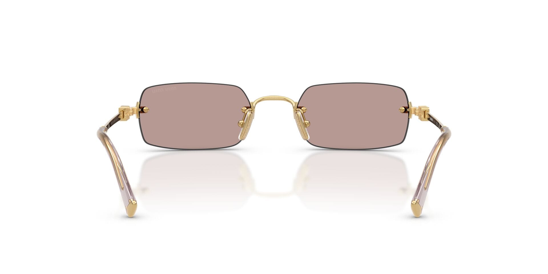 Miu Miu 0MUB50S Sunglass Gold Female RimLess Metal Sunglass — Gold frame — view 2