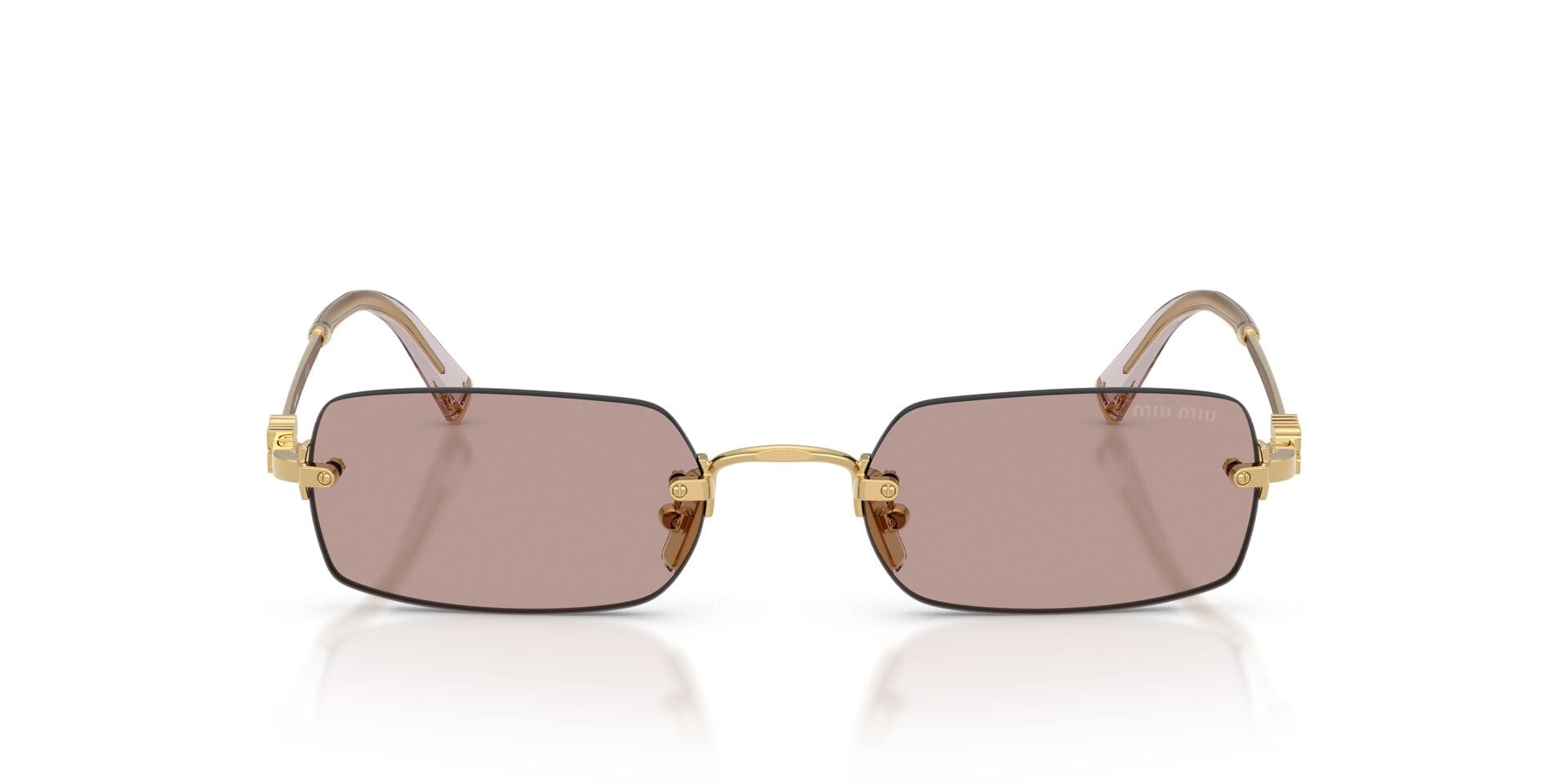 Miu Miu 0MUB50S Sunglass Gold Female RimLess Metal Sunglass — Gold frame — view 4