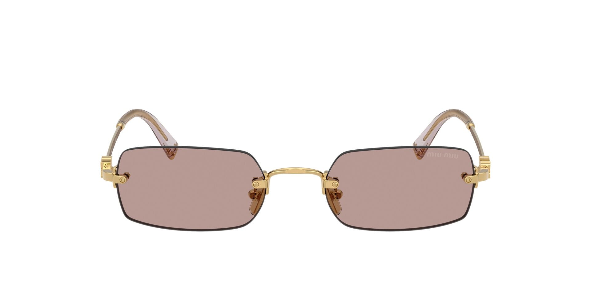 Miu Miu 0MUB50S Sunglass Gold Female RimLess Metal Sunglass — Gold frame — view 6