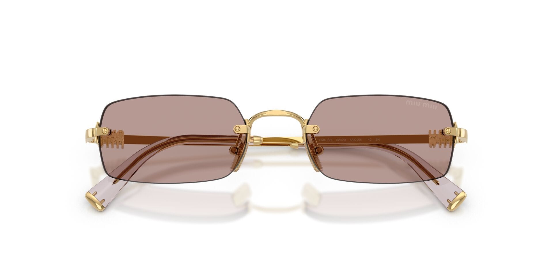 Miu Miu 0MUB50S Sunglass Gold Female RimLess Metal Sunglass — Gold frame — view 7