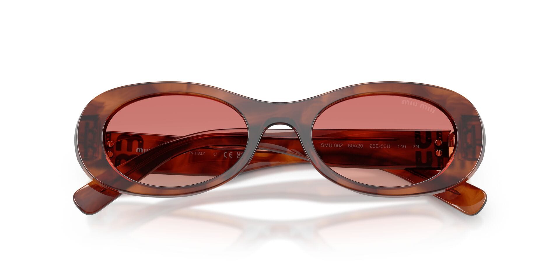Miu Miu SMU 06Z 26E-50U 2N 0MU06ZS Sunglass Brown Female Full Shell Sunglass — Brown frame — view 7