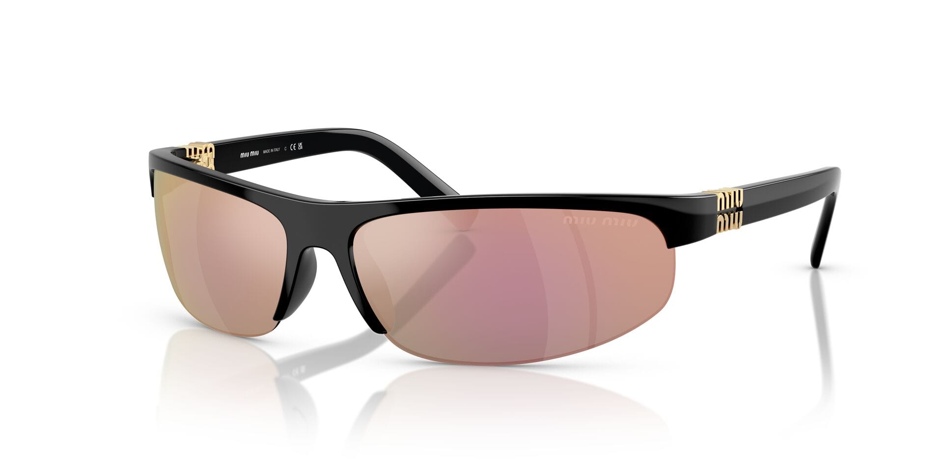 Miu Miu SMU A02 1AB-90J 3N 0MUA02S Sunglass Black Female Supra Shell Sunglass — Black frame — view 1
