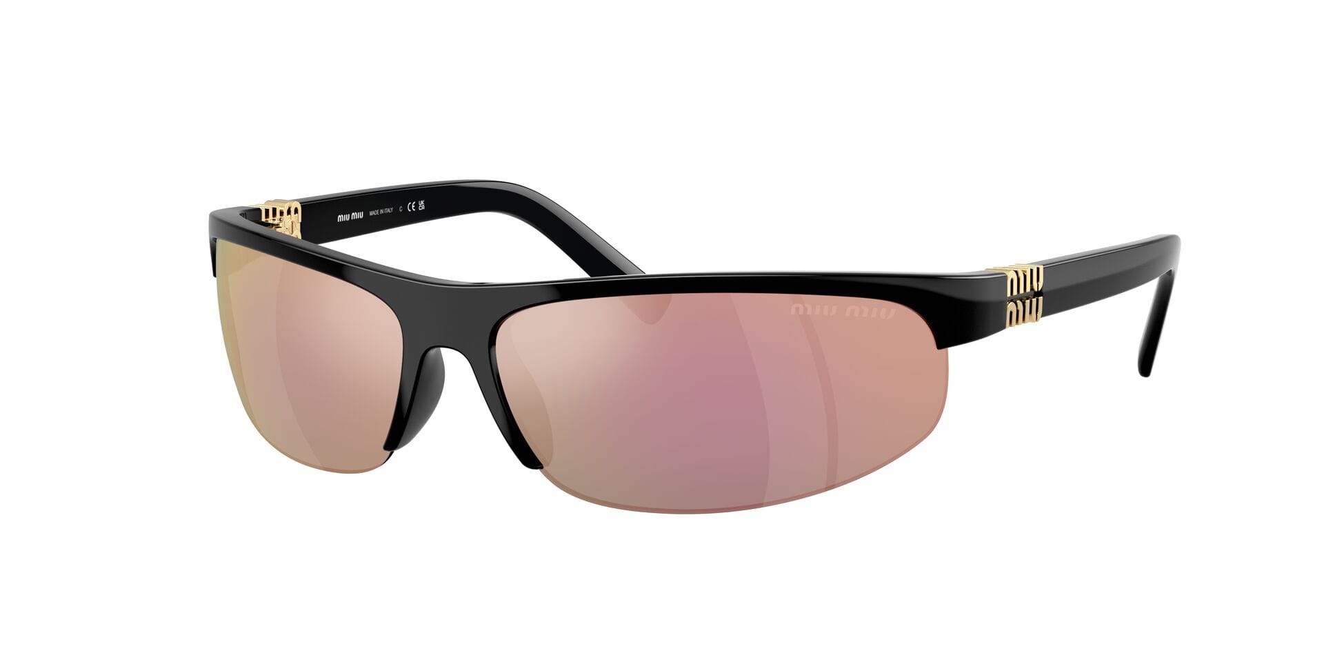 Miu Miu SMU A02 1AB-90J 3N 0MUA02S Sunglass Black Female Supra Shell Sunglass — Black frame — view 3