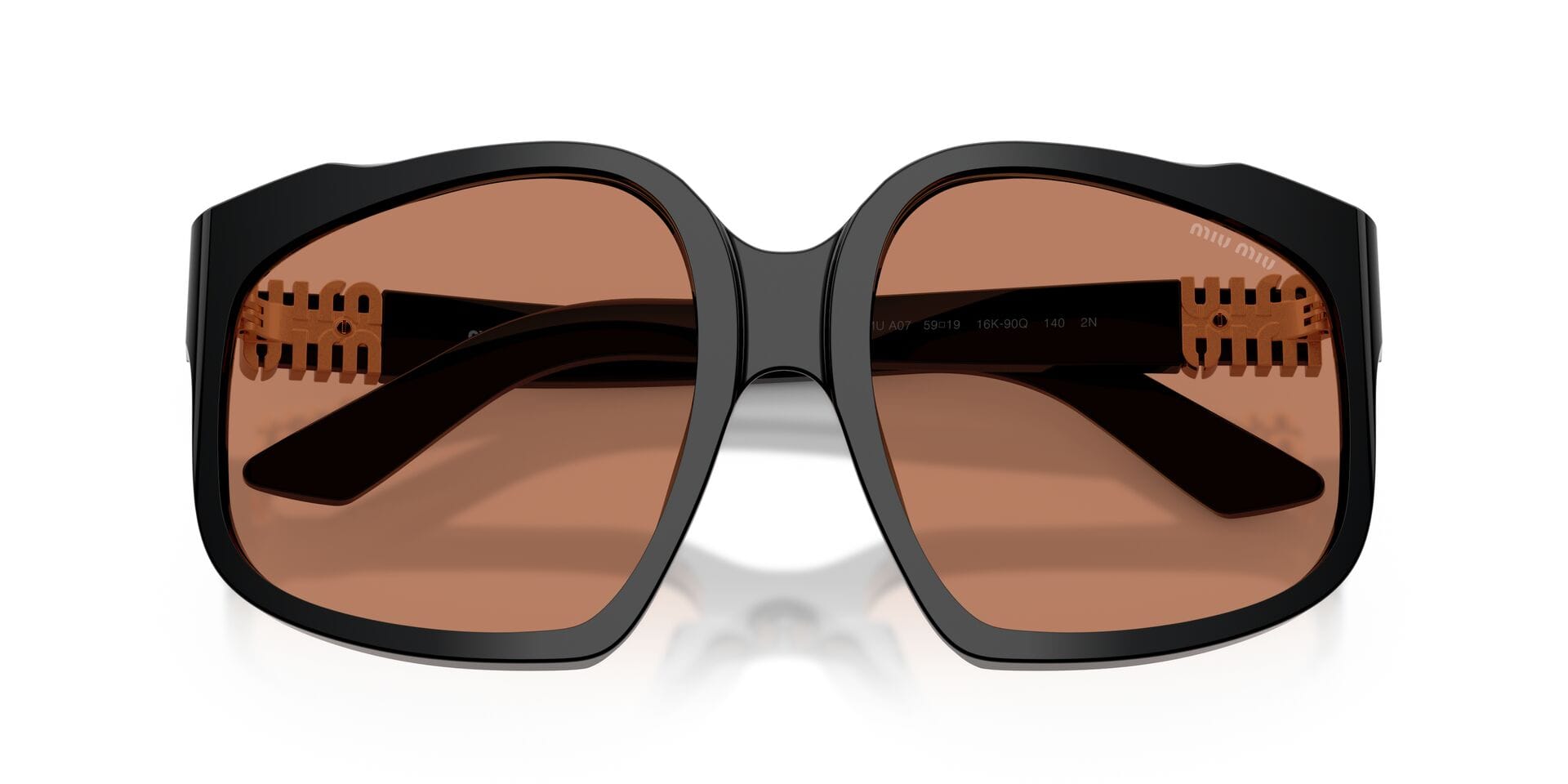Miu Miu SMU A07 16K-90Q 2N 0MUA07S Sunglass Black Female Full Shell Sunglass — Black frame — view 7