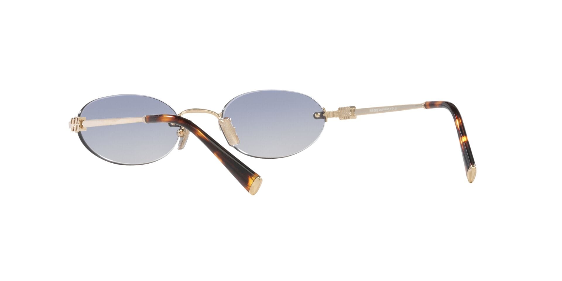 Miu Miu SMU A54 ZVN-80O 1N 0MUA54S Sunglass Gold Female RimLess Meta Sunglass — view 2