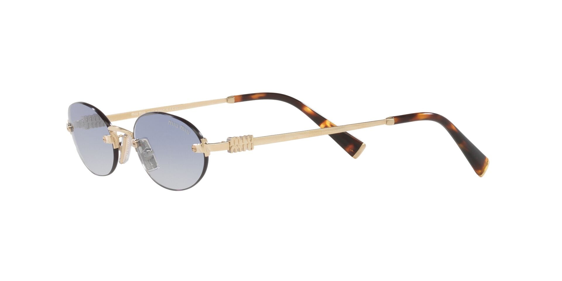 Miu Miu SMU A54 ZVN-80O 1N 0MUA54S Sunglass Gold Female RimLess Meta Sunglass — view 3