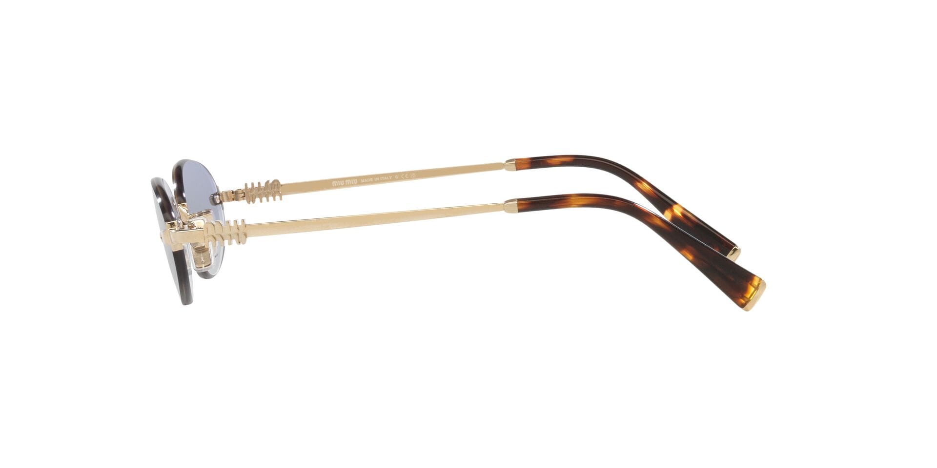 Miu Miu SMU A54 ZVN-80O 1N 0MUA54S Sunglass Gold Female RimLess Meta Sunglass — view 4