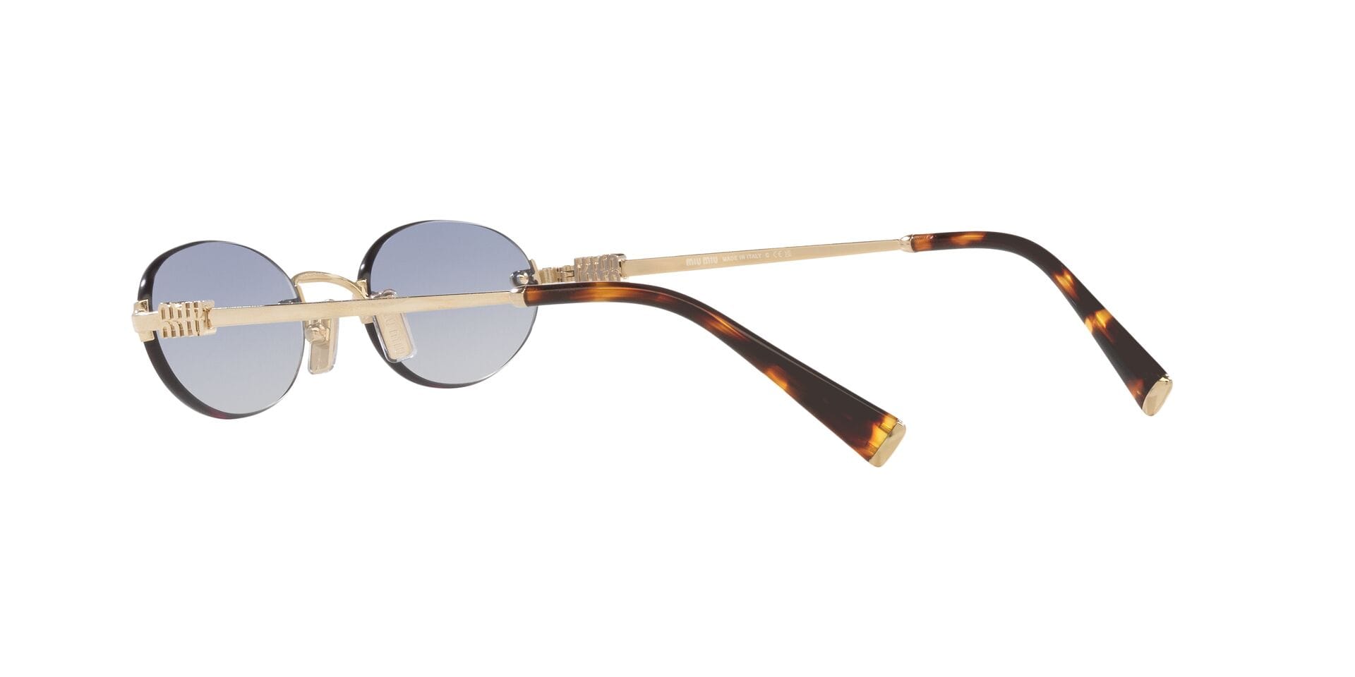 Miu Miu SMU A54 ZVN-80O 1N 0MUA54S Sunglass Gold Female RimLess Meta Sunglass — view 5