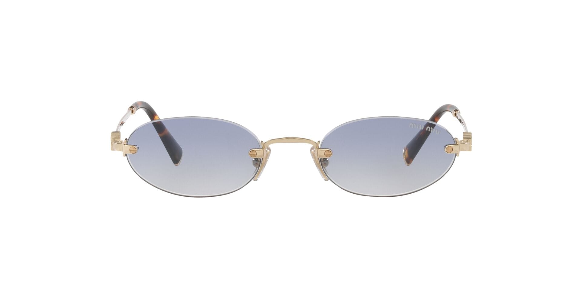 Miu Miu SMU A54 ZVN-80O 1N 0MUA54S Sunglass Gold Female RimLess Meta Sunglass — view 6