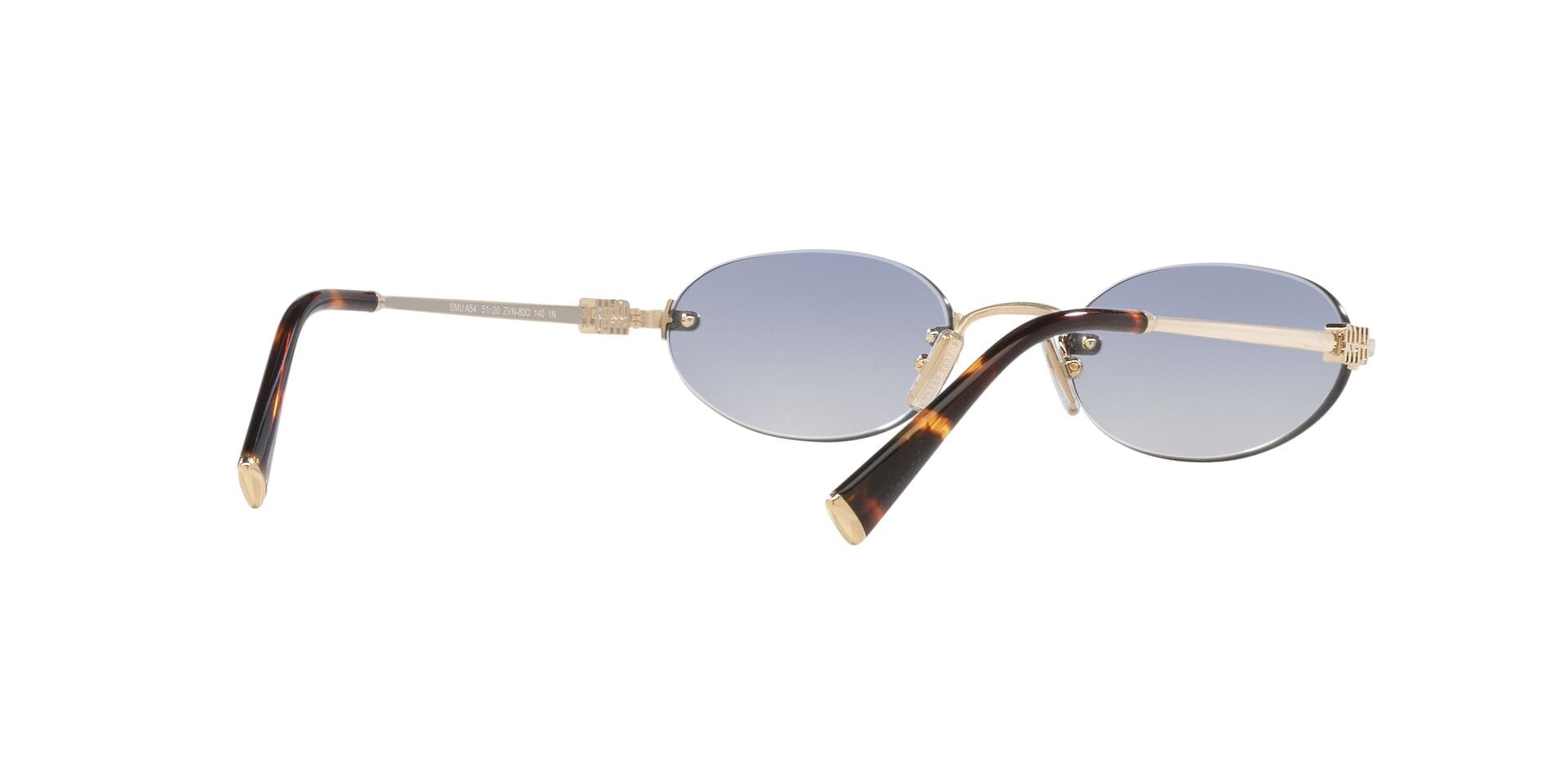 Miu Miu SMU A54 ZVN-80O 1N 0MUA54S Sunglass Gold Female RimLess Meta Sunglass — view 8