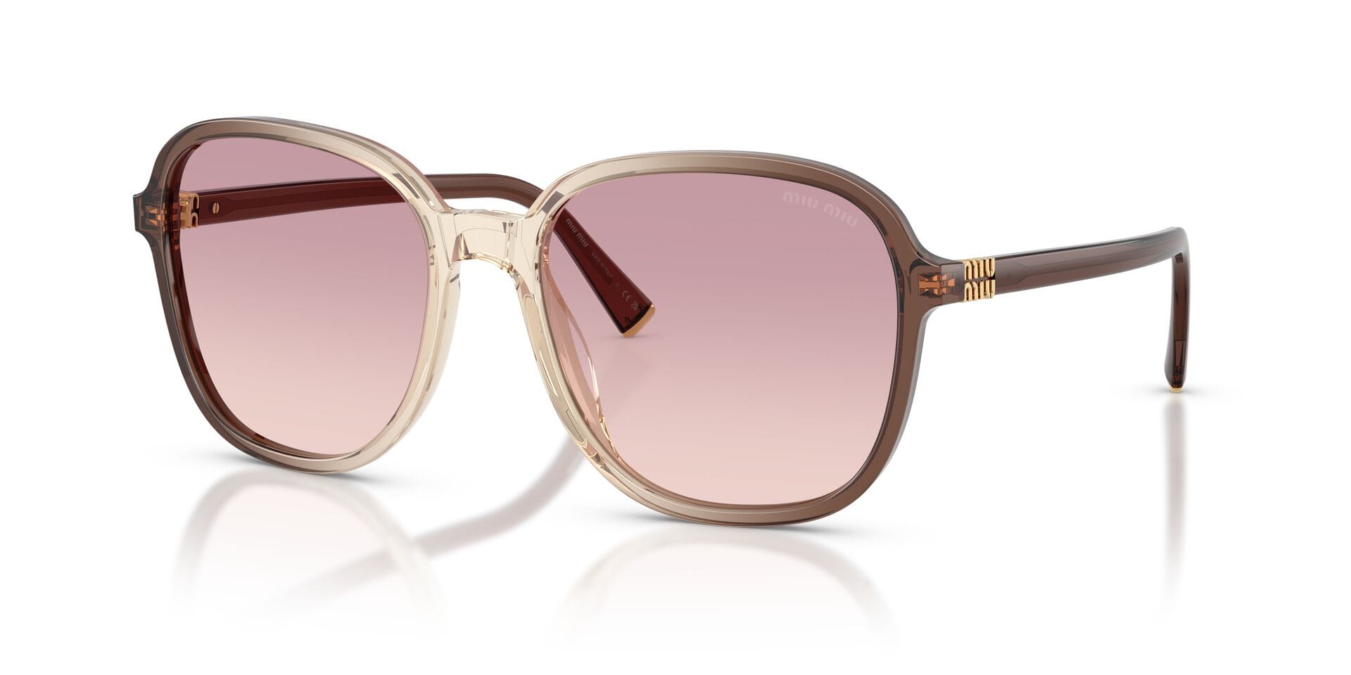 Miu Miu SMU B01 25G-40S 1N 0MUB01S Sunglass Brown Female Full Shell Sunglass — Brown frame — view 1