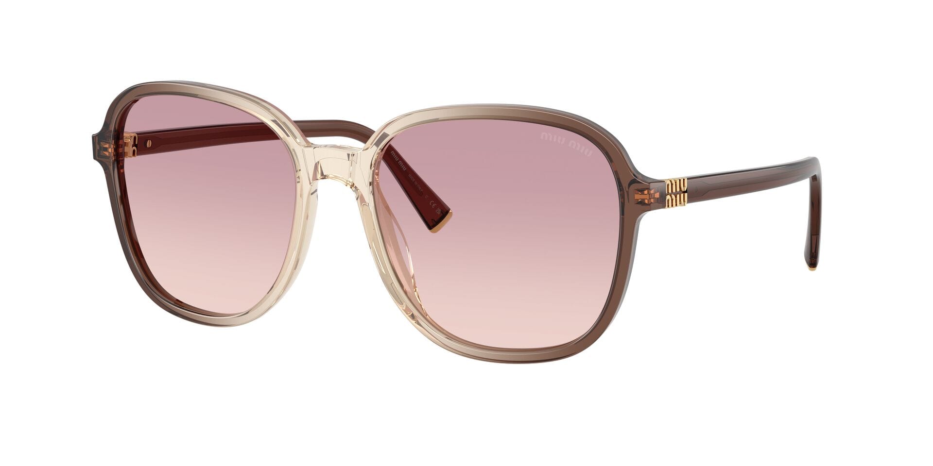 Miu Miu SMU B01 25G-40S 1N 0MUB01S Sunglass Brown Female Full Shell Sunglass — Brown frame — view 3