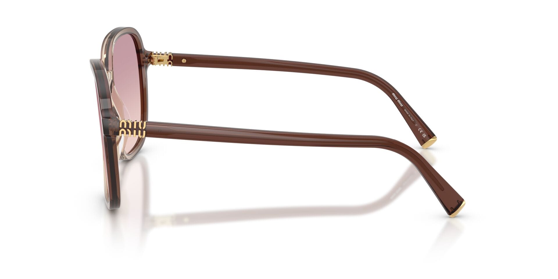 Miu Miu SMU B01 25G-40S 1N 0MUB01S Sunglass Brown Female Full Shell Sunglass — Brown frame — view 5
