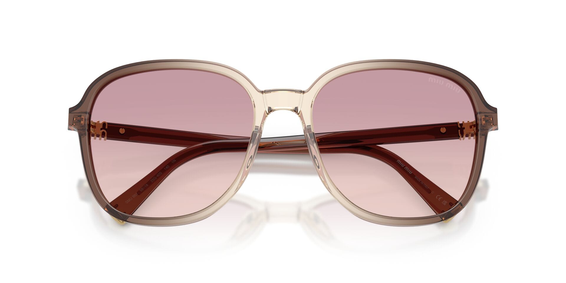 Miu Miu SMU B01 25G-40S 1N 0MUB01S Sunglass Brown Female Full Shell Sunglass — Brown frame — view 7