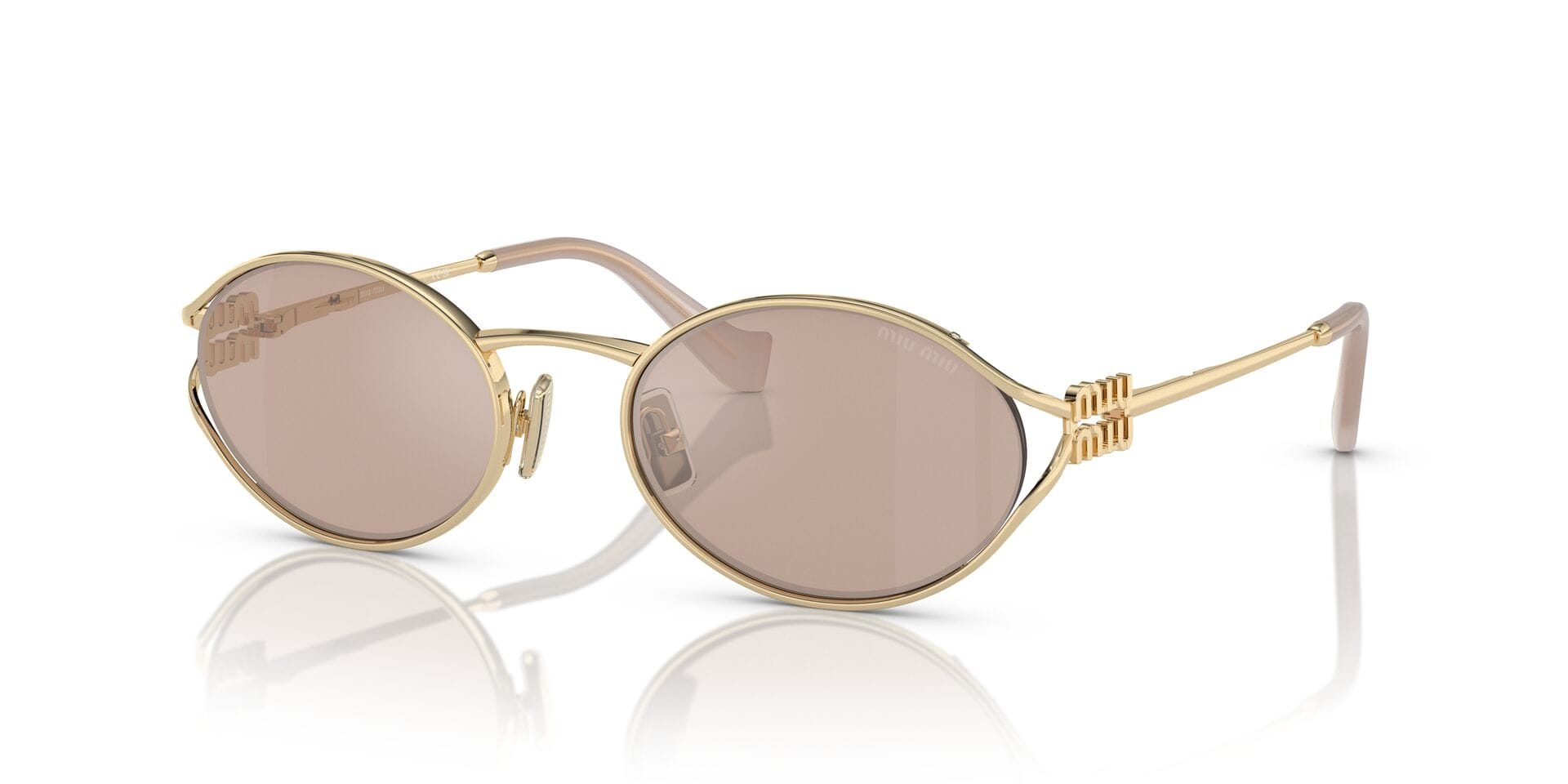 Miu Miu 0MU52YS Sunglass Gold Female Metal Metal Sunglass — Gold frame — view 1