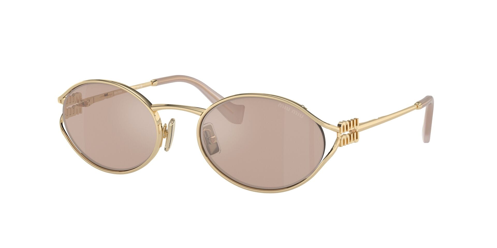 Miu Miu 0MU52YS Sunglass Gold Female Metal Metal Sunglass — Gold frame — view 3