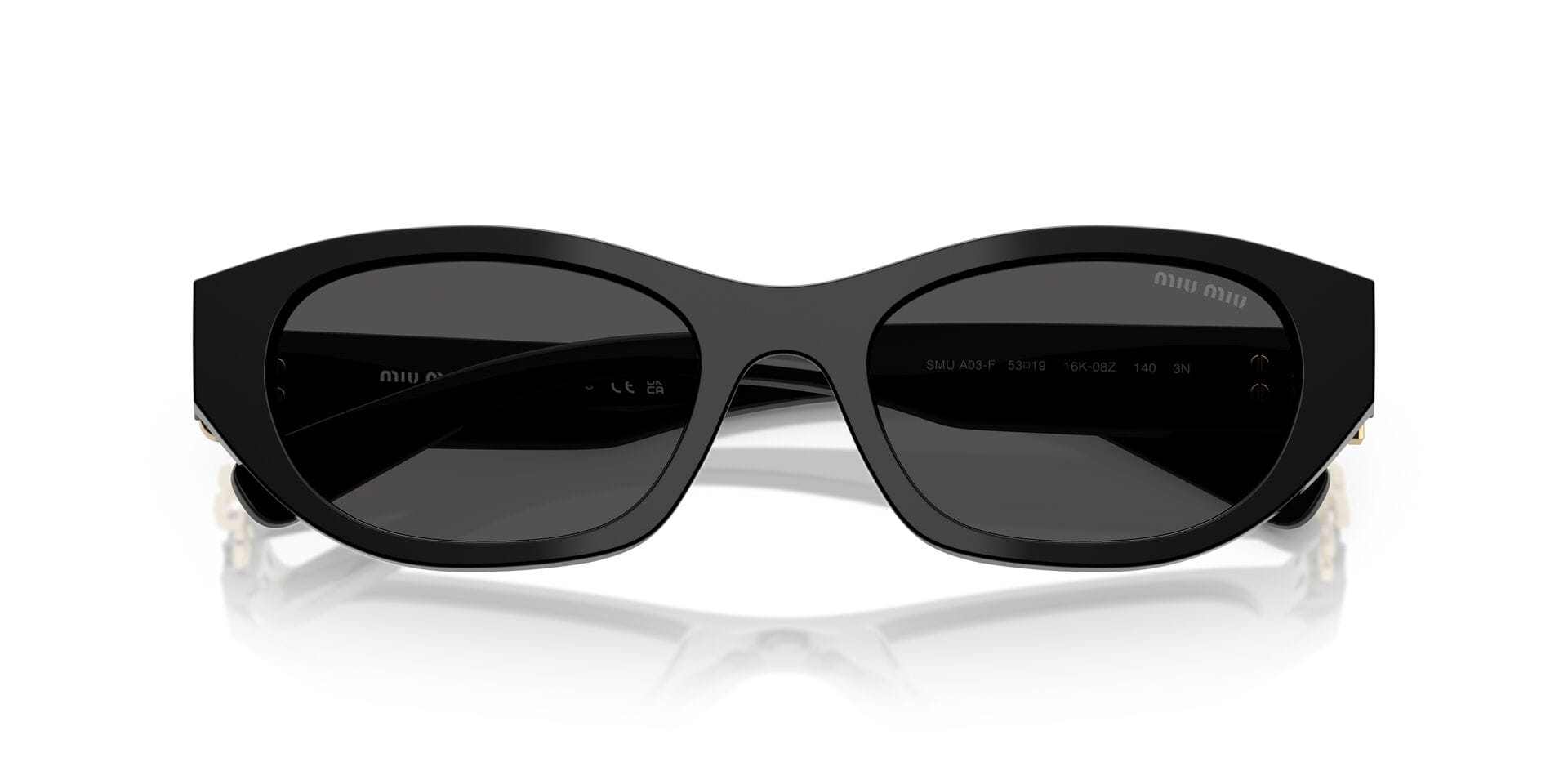 Miu Miu 0MUA03SF Sunglass Black Female Shell Shell Sunglass — Black frame — view 7
