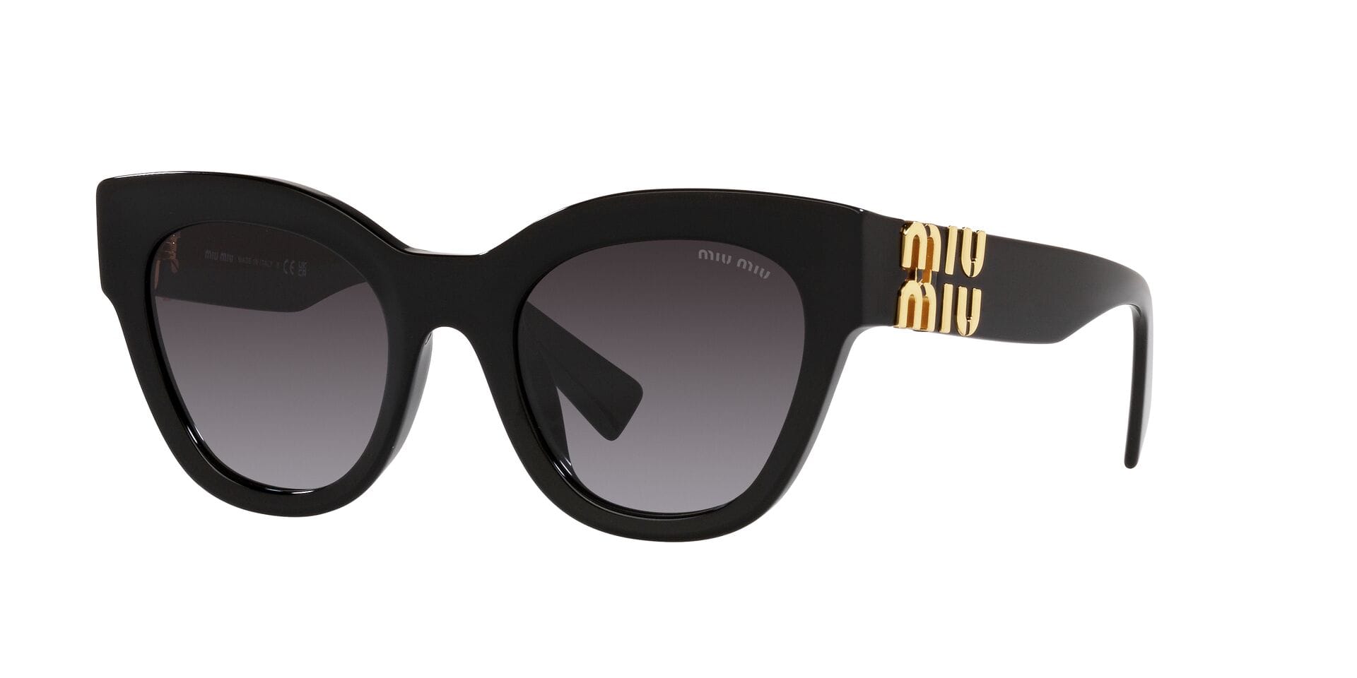 Miu Miu 0MU01YS Sunglass Black Female Shell Shell Sunglass — Black frame — view 1