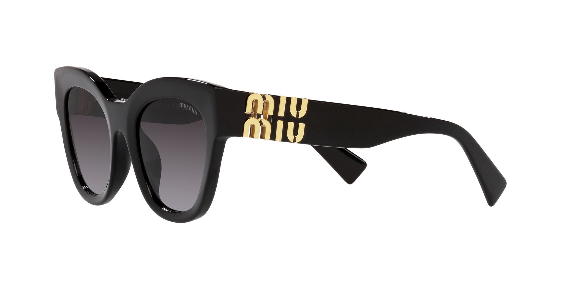 Miu Miu 0MU01YS Sunglass Black Female Shell Shell Sunglass — Black frame — view 3
