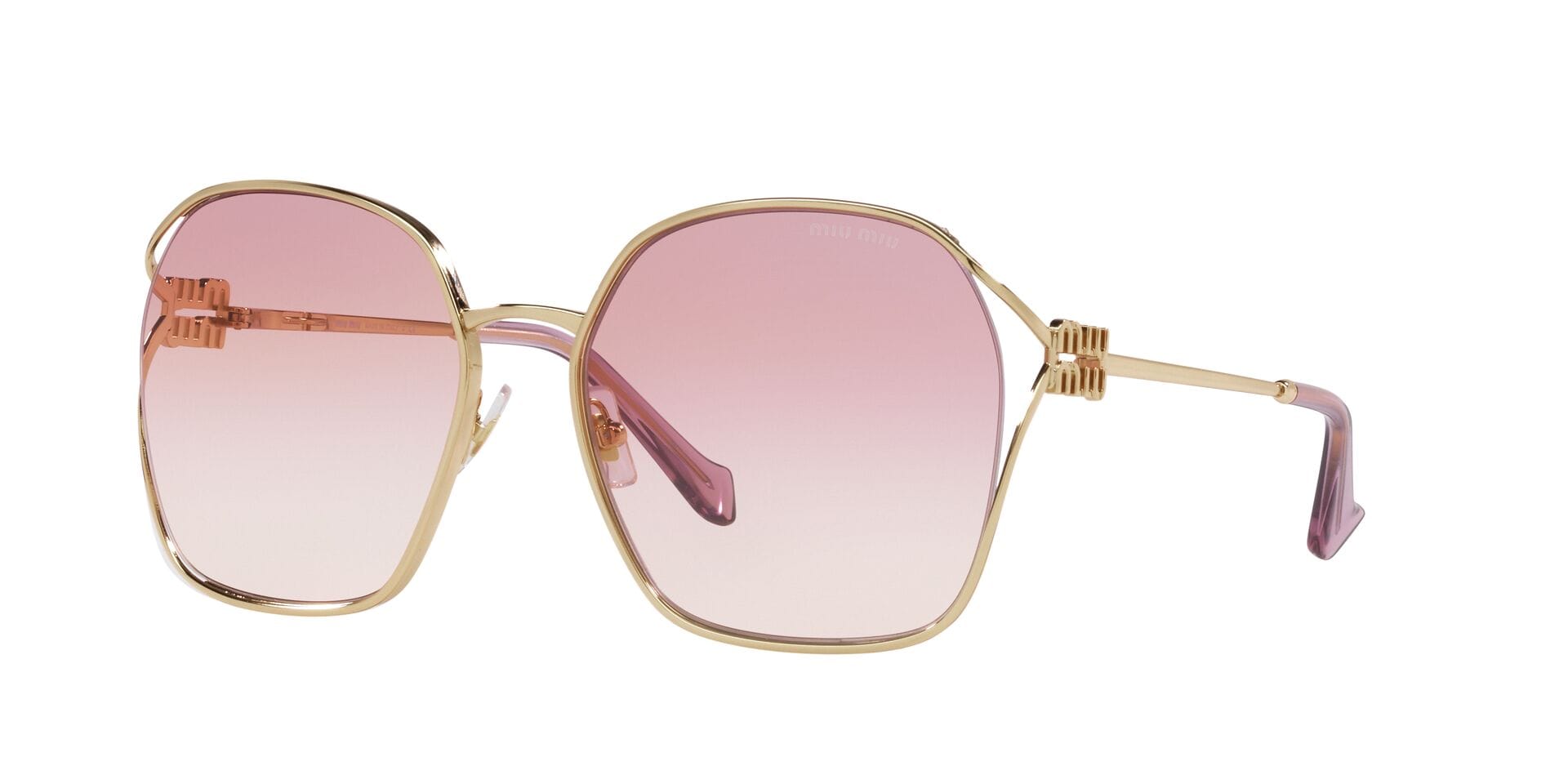 Miu Miu 0MU52WS Sunglass Gold Female Metal Metal Sunglass — Gold frame — view 1