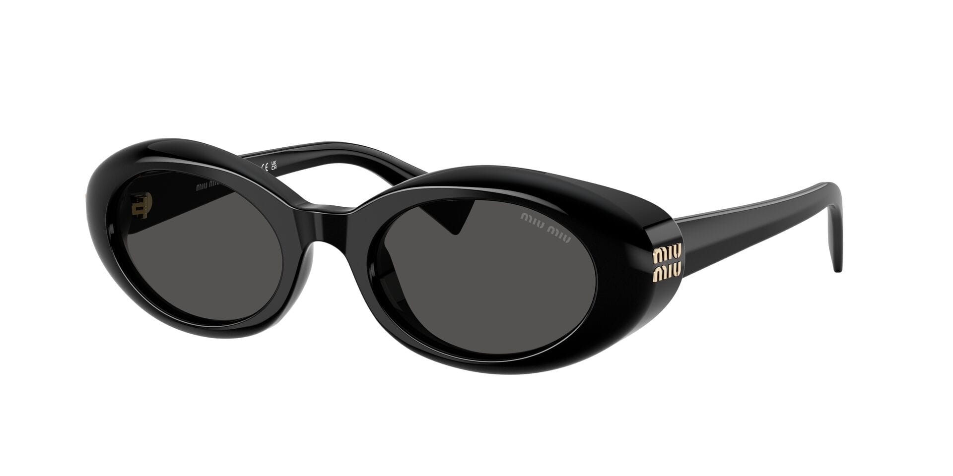 Miu Miu 0MUB09S Sunglass Black Female Shell Shell Sunglass — Black frame — view 3