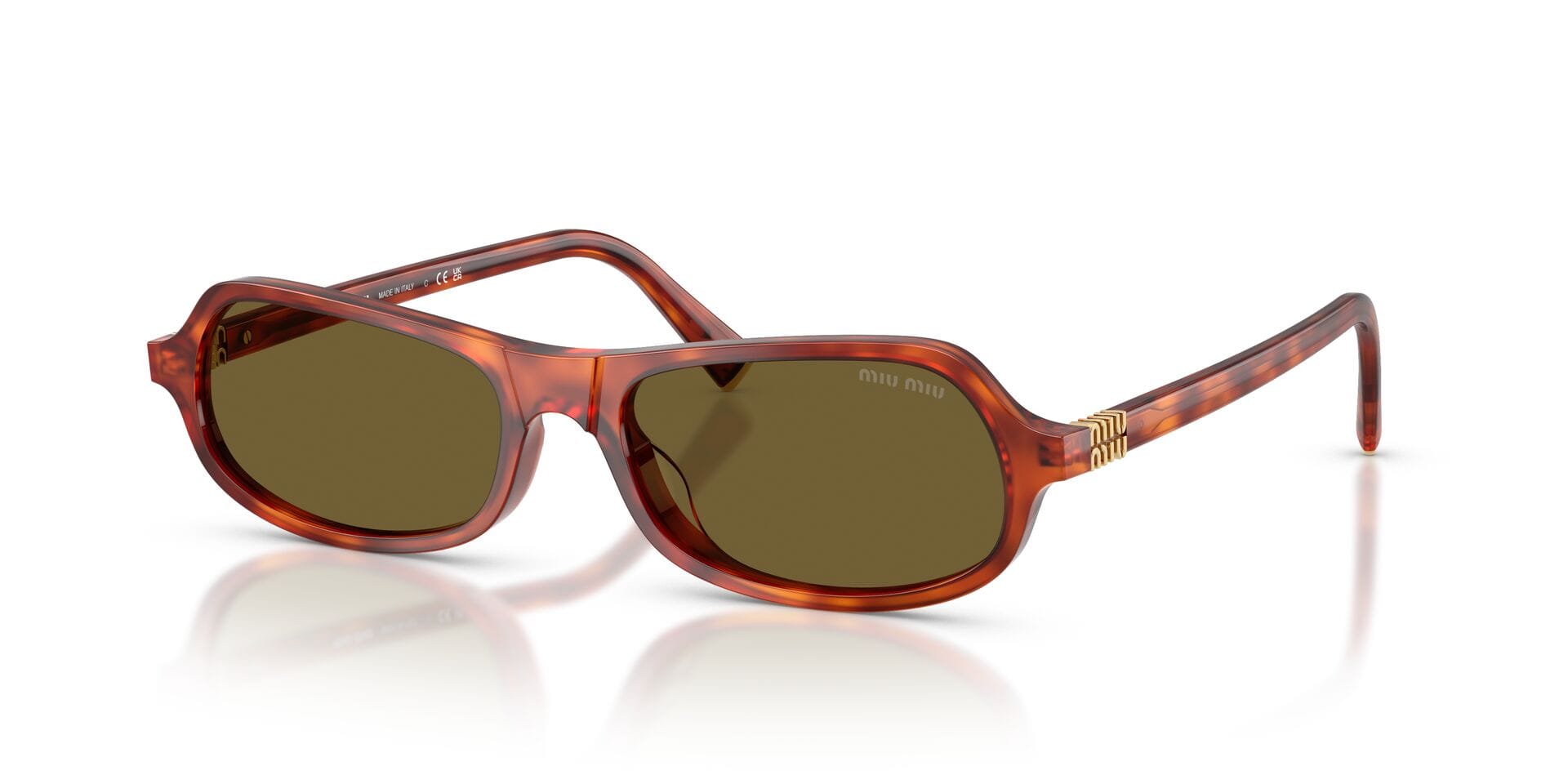 Miu Miu 0MUB10SU Sunglass Havana Female Shell Shell Sunglass — Havana frame — view 1