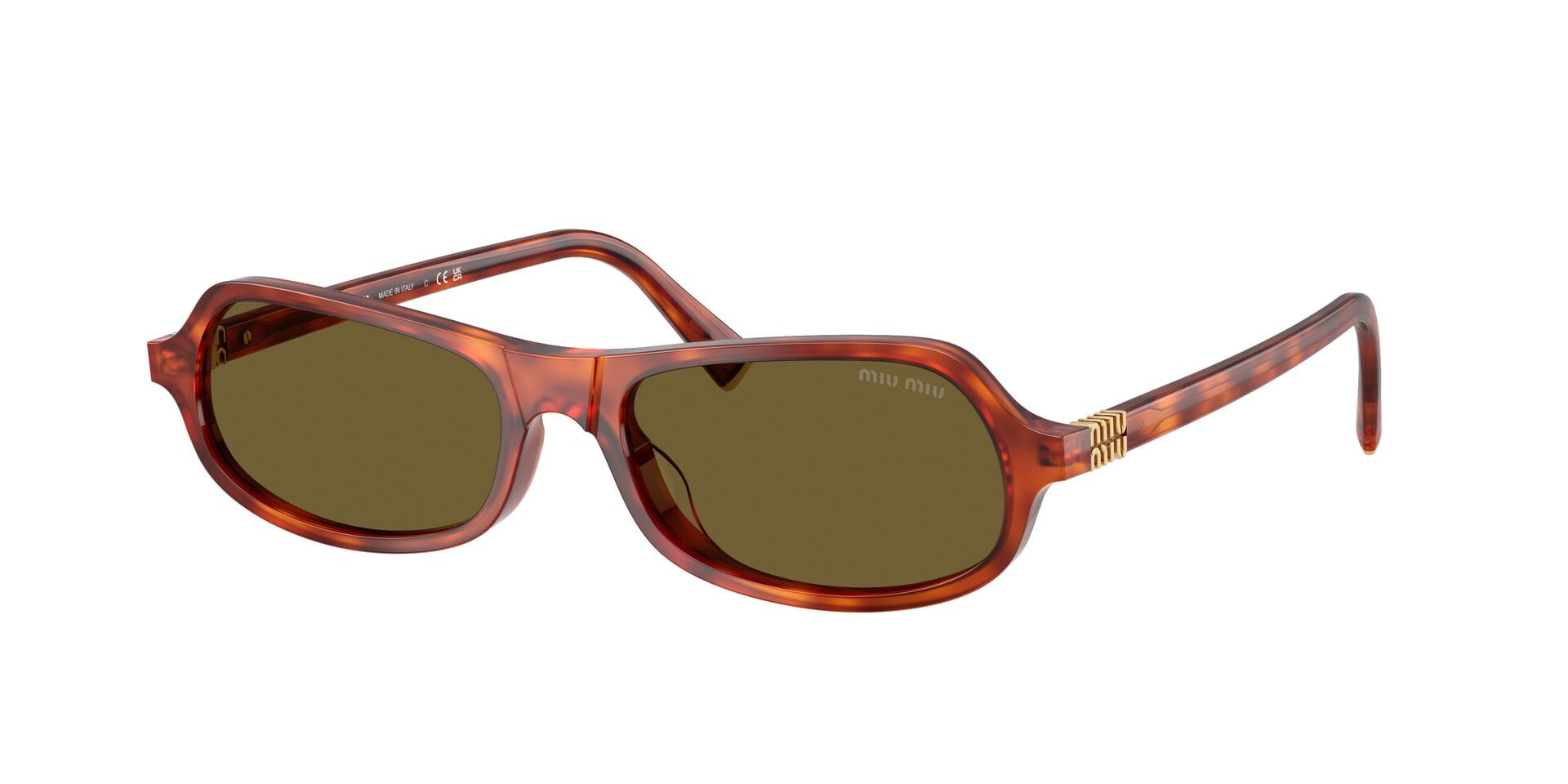 Miu Miu 0MUB10SU Sunglass Havana Female Shell Shell Sunglass — Havana frame — view 3