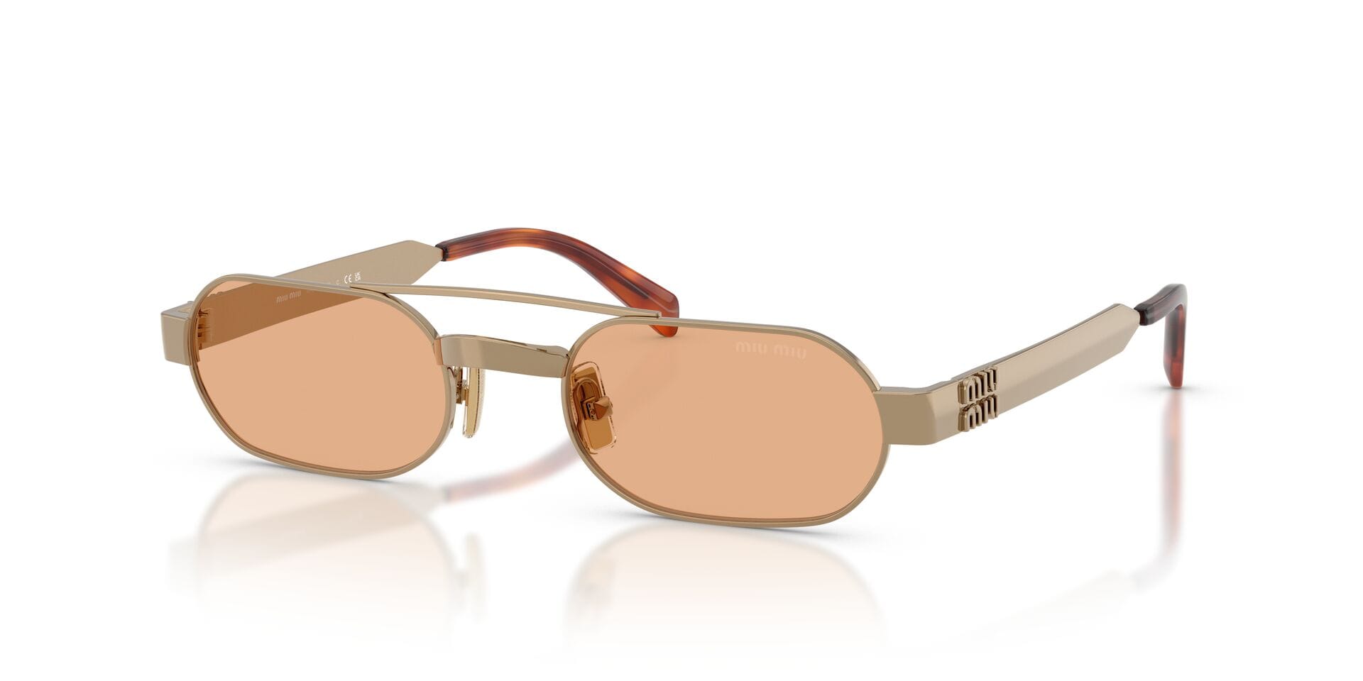 Miu Miu 0MUB52S Sunglass Gold Female Metal Metal Sunglass — Gold frame — view 1