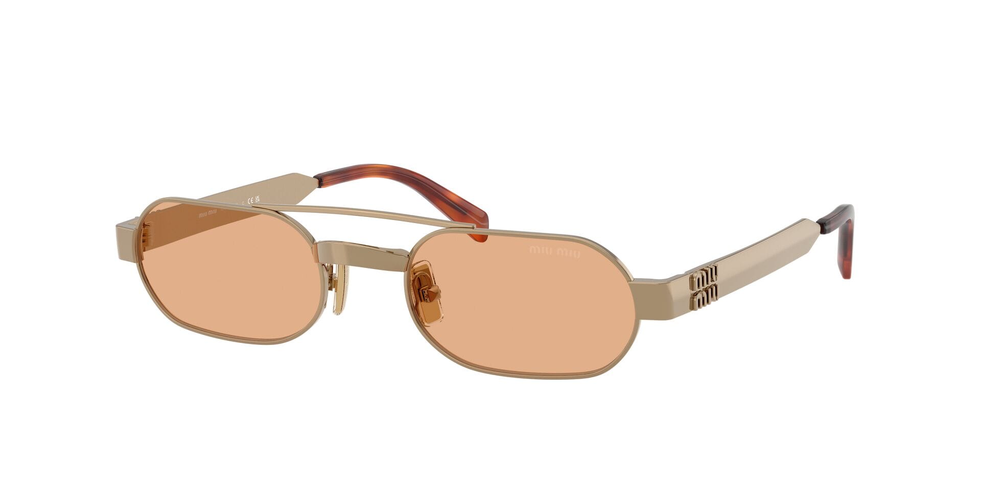 Miu Miu 0MUB52S Sunglass Gold Female Metal Metal Sunglass — Gold frame — view 3
