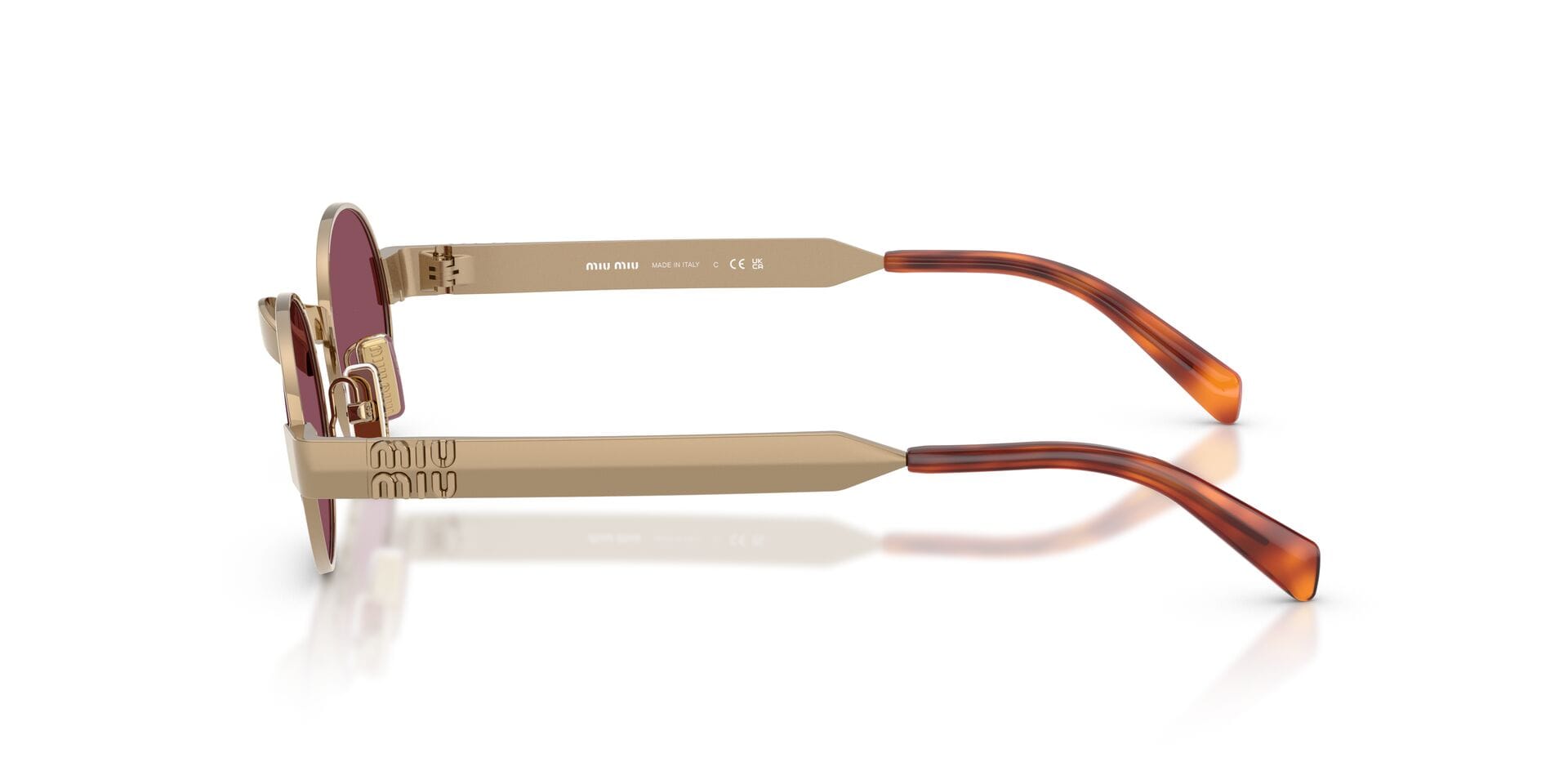 Miu Miu 0MU51S Sunglass Gold Female Metal Metal Sunglass — Gold frame — view 5