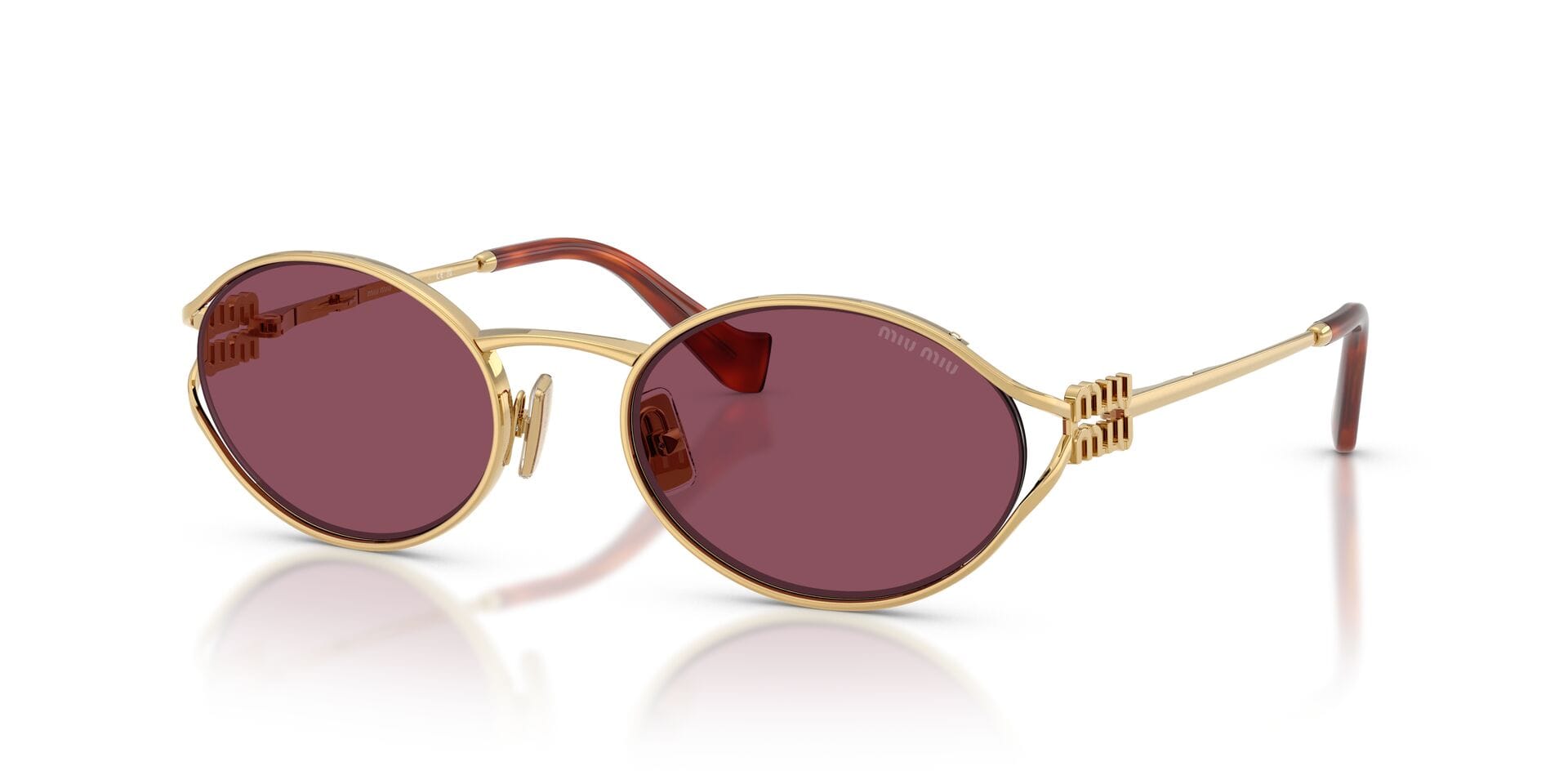 Miu Miu 052YS Sunglass Gold Female Metal Metal Sunglass — Gold frame — view 1