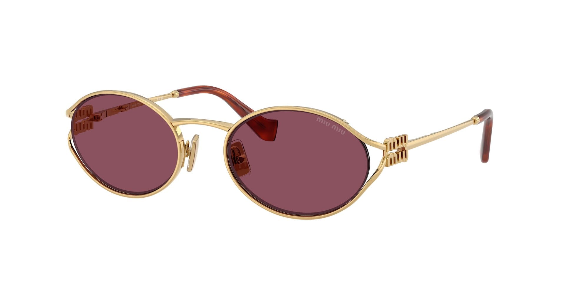 Miu Miu 052YS Sunglass Gold Female Metal Metal Sunglass — Gold frame — view 3