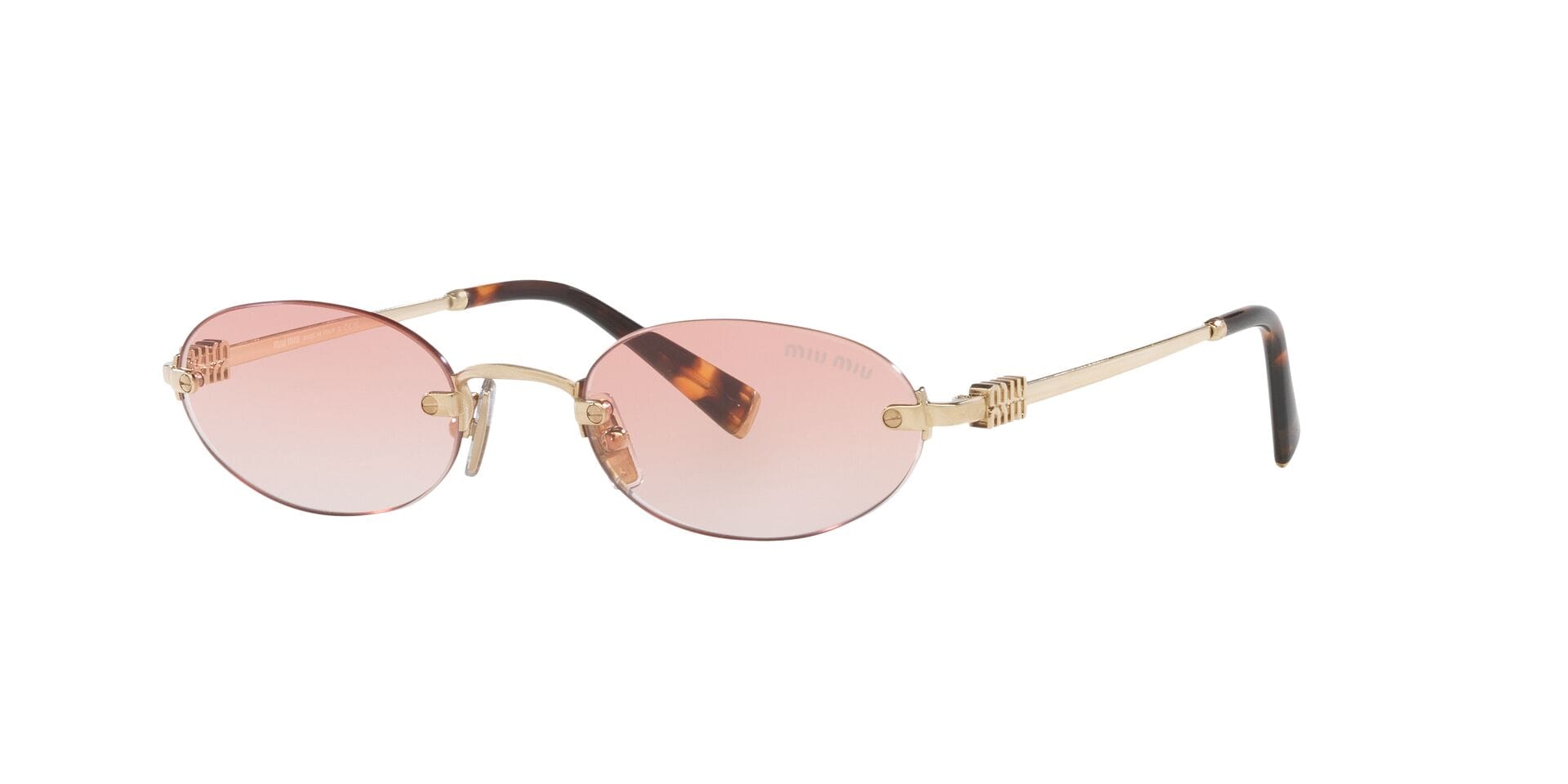 Miu Miu 0MUA54S Sunglass Gold Female RimLess Metal Sunglass — Gold frame — view 1