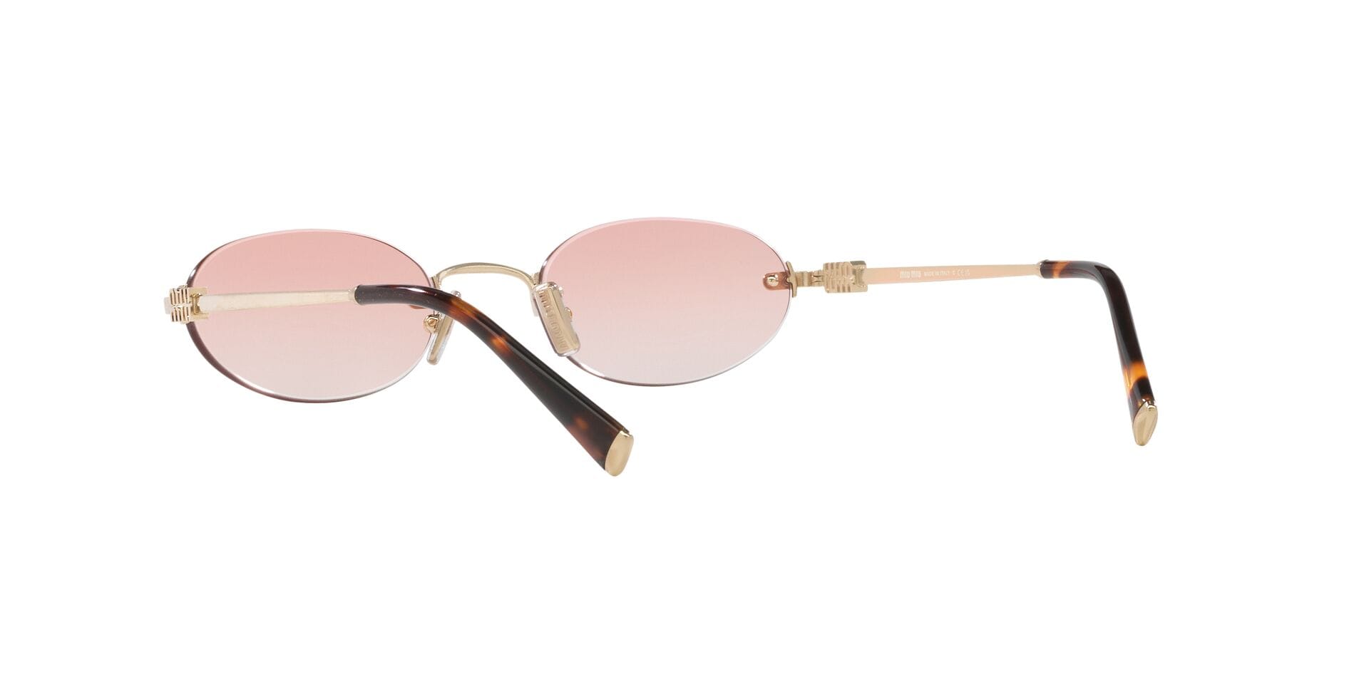 Miu Miu 0MUA54S Sunglass Gold Female RimLess Metal Sunglass — Gold frame — view 2