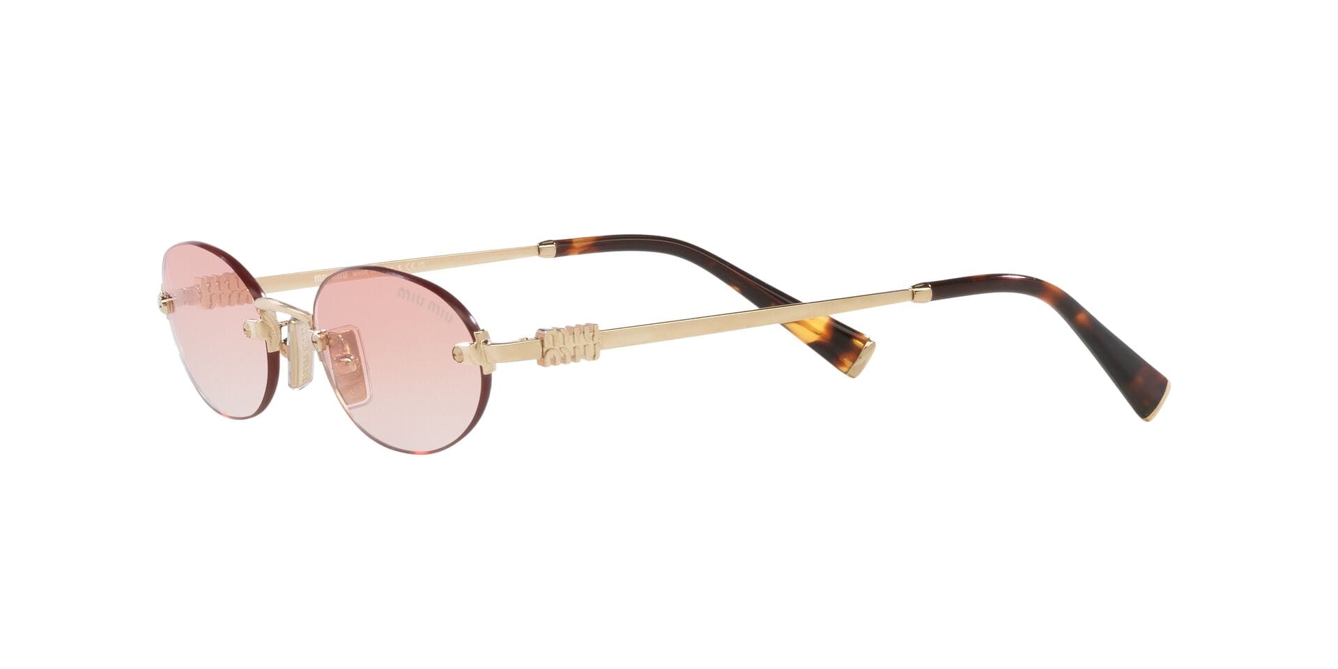 Miu Miu 0MUA54S Sunglass Gold Female RimLess Metal Sunglass — Gold frame — view 3