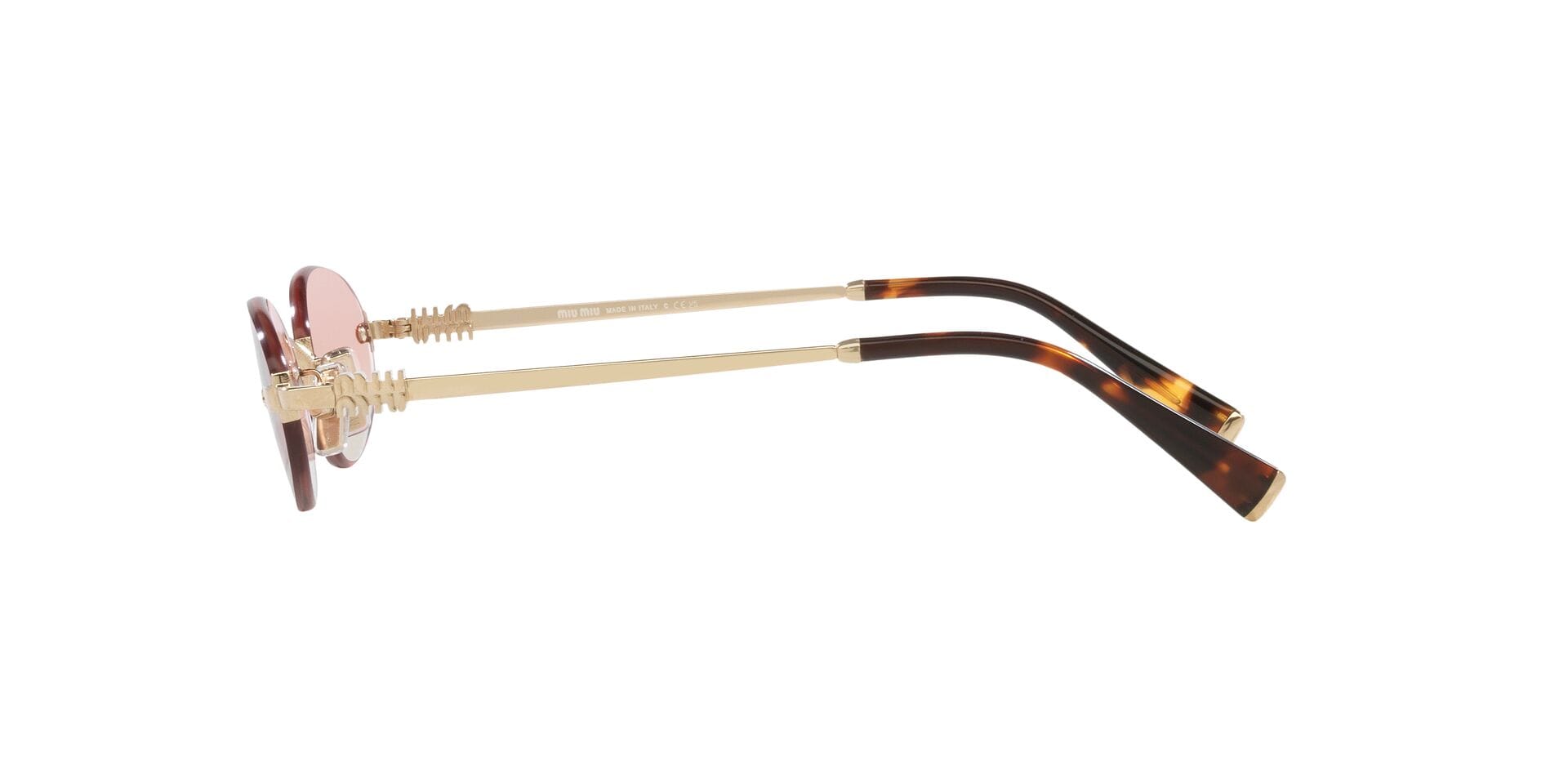 Miu Miu 0MUA54S Sunglass Gold Female RimLess Metal Sunglass — Gold frame — view 4