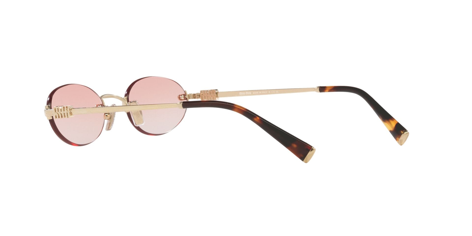 Miu Miu 0MUA54S Sunglass Gold Female RimLess Metal Sunglass — Gold frame — view 5