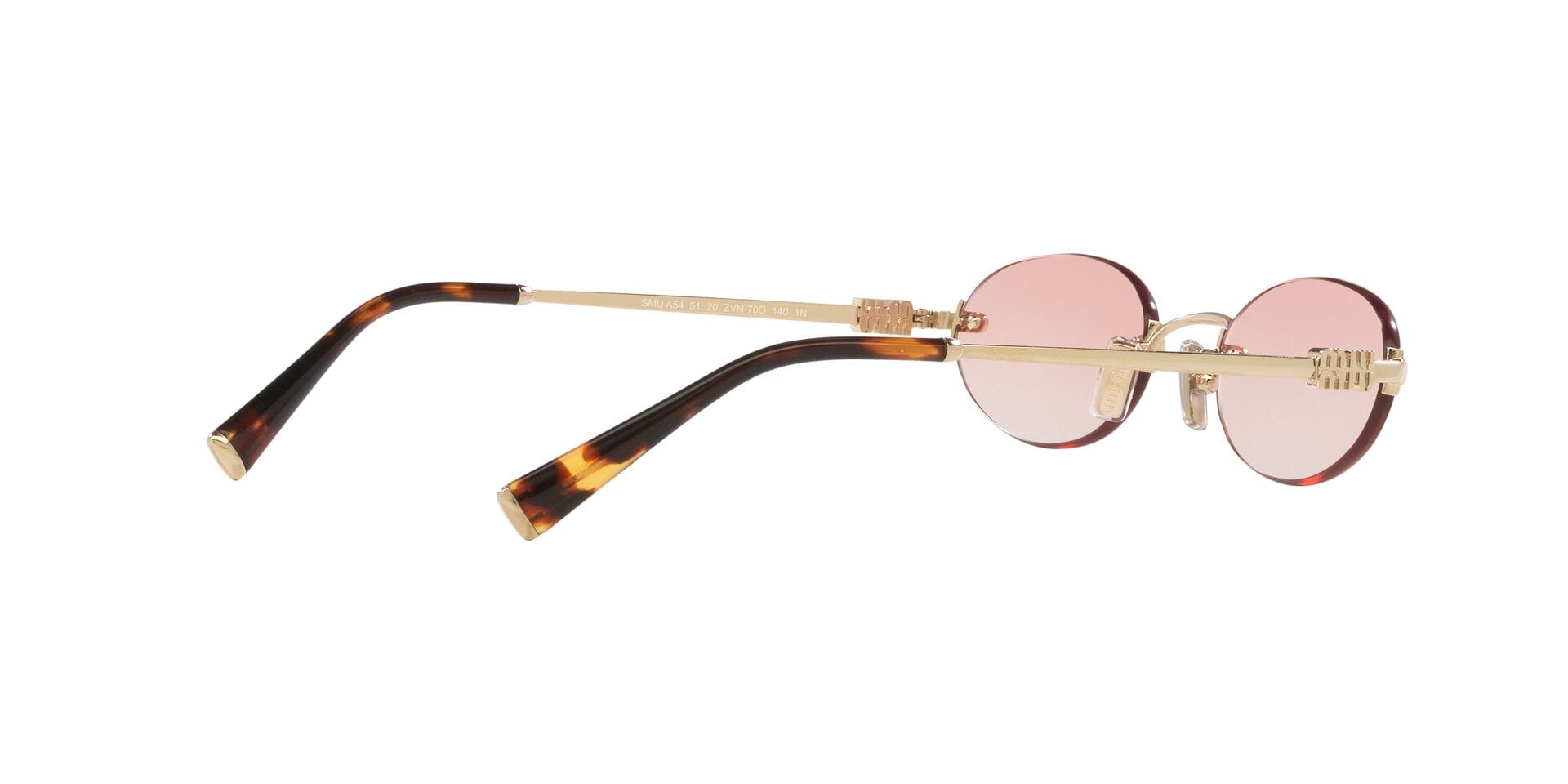 Miu Miu 0MUA54S Sunglass Gold Female RimLess Metal Sunglass — Gold frame — view 9